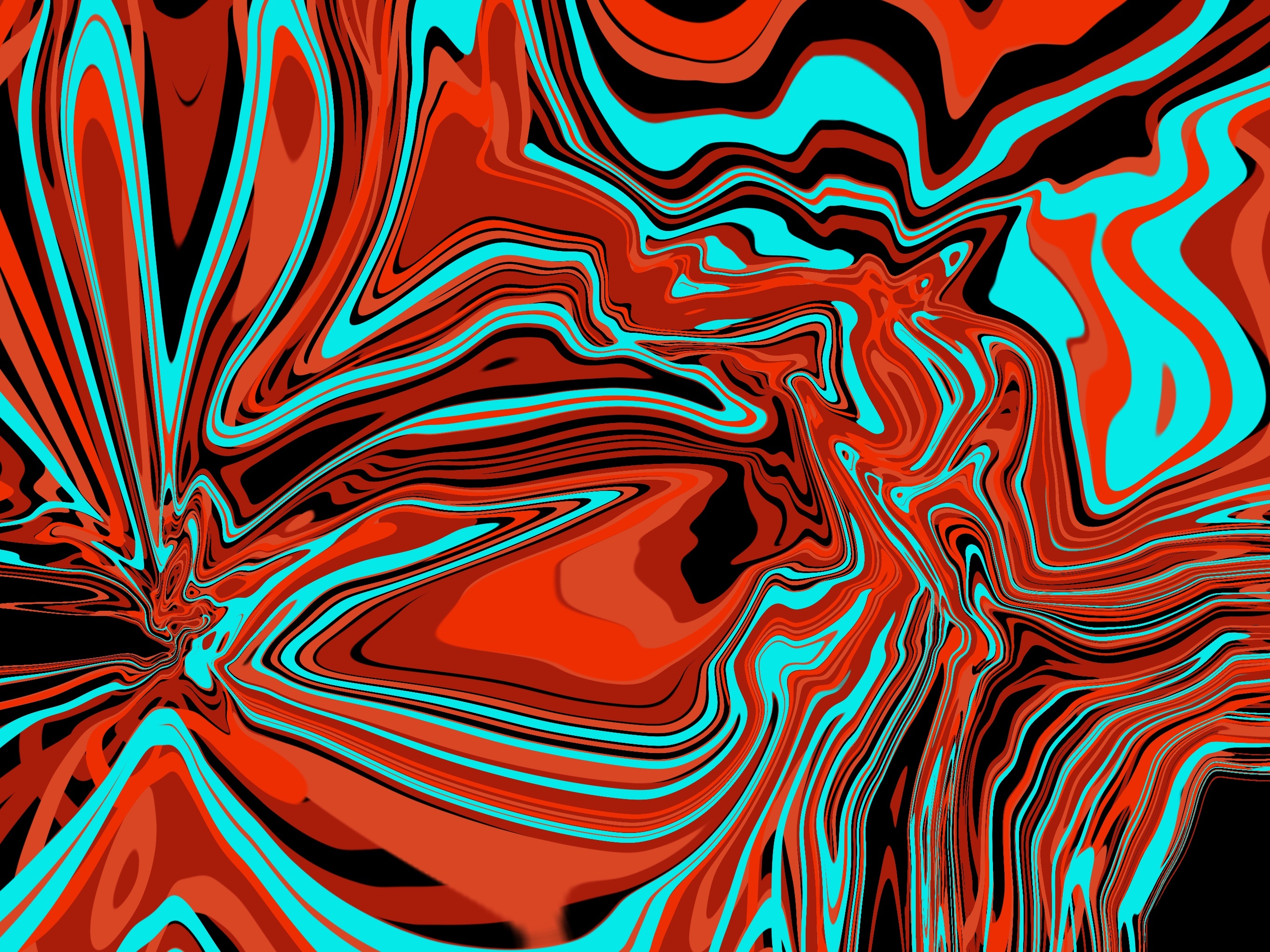 Abstract Red and Cyan Swirls HD Wallpaper