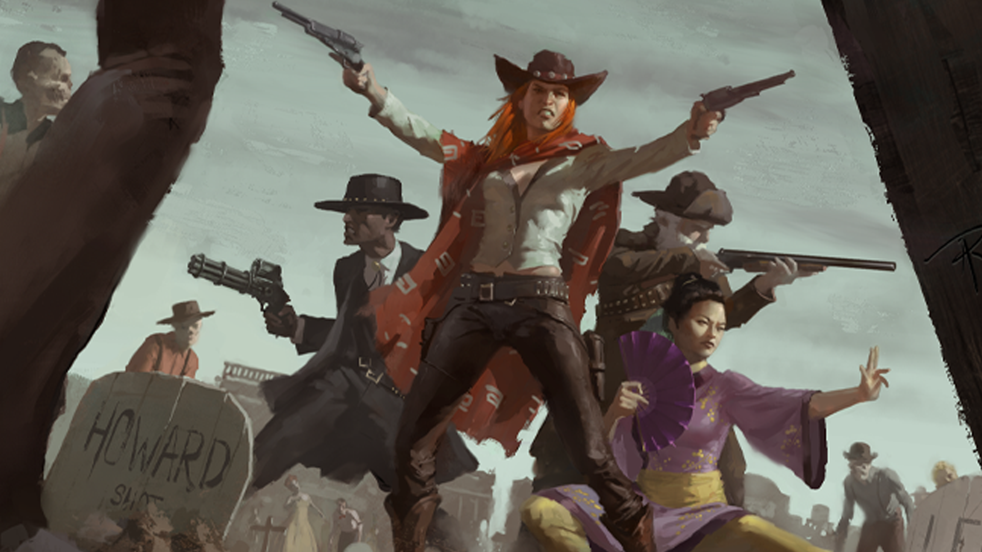 Weird West characters in a graveyard HD Wallpaper