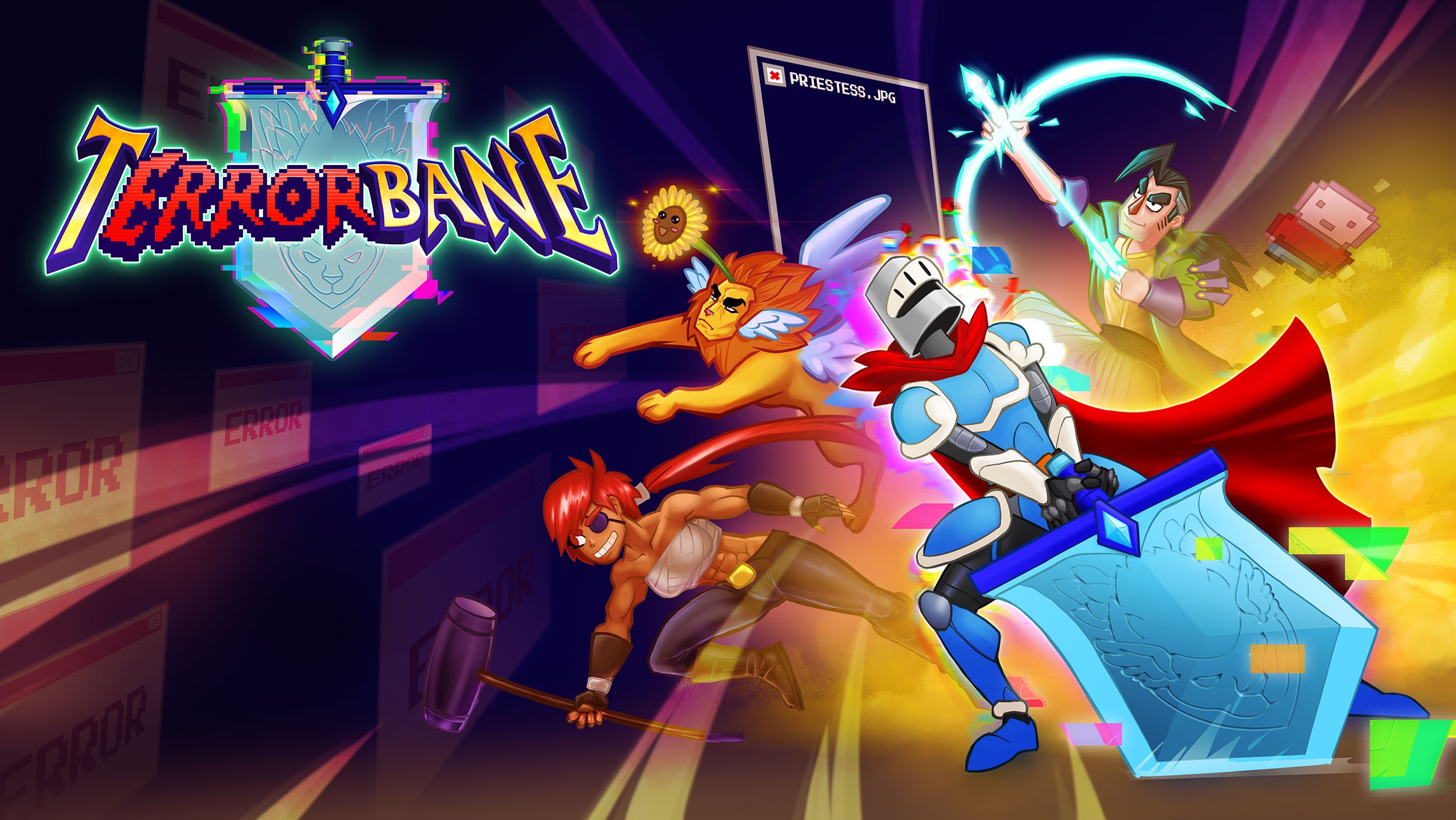 Terrorbane characters with glitch effects HD Wallpaper