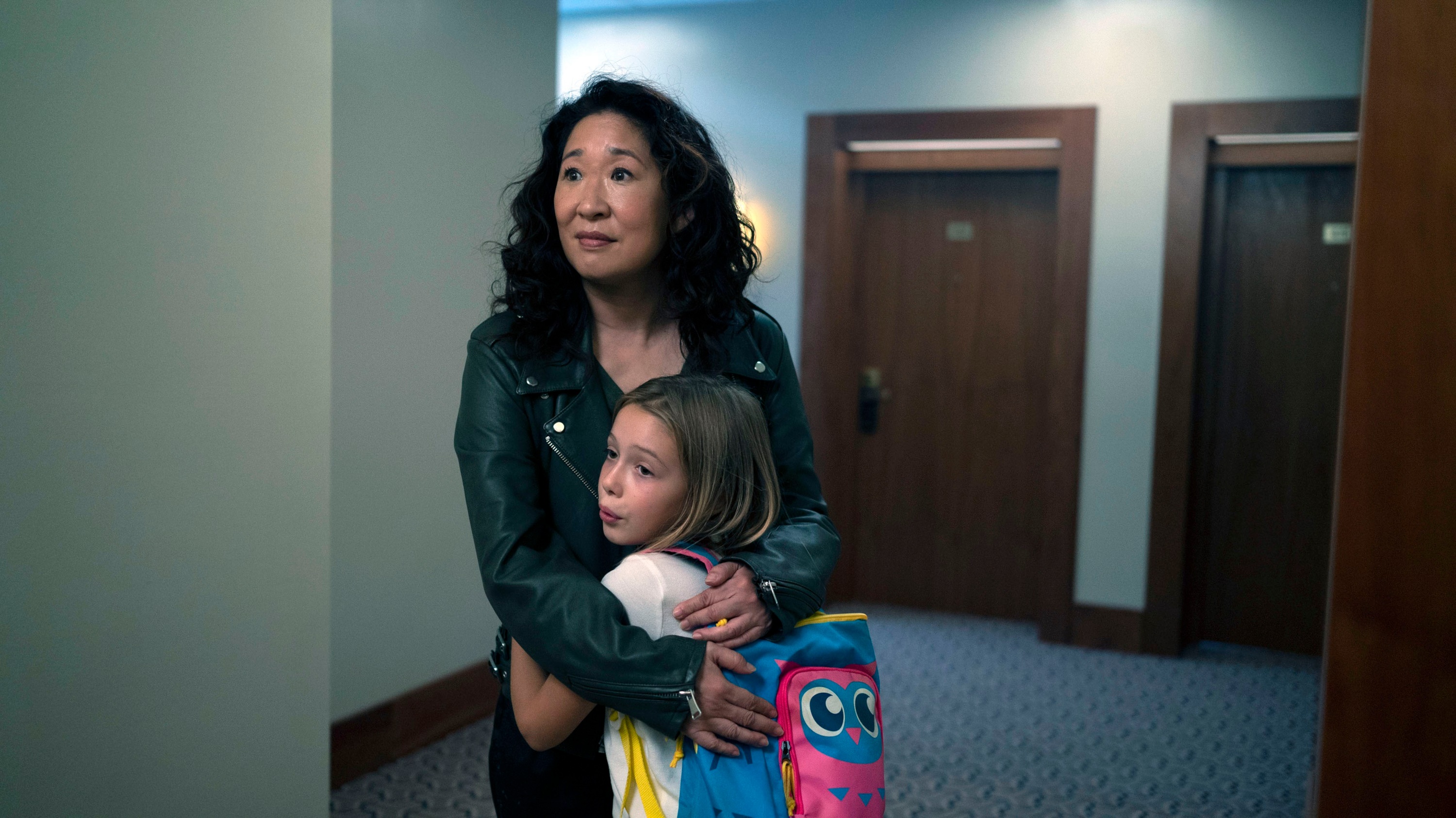 Eve from Killing Eve with a child HD Wallpaper