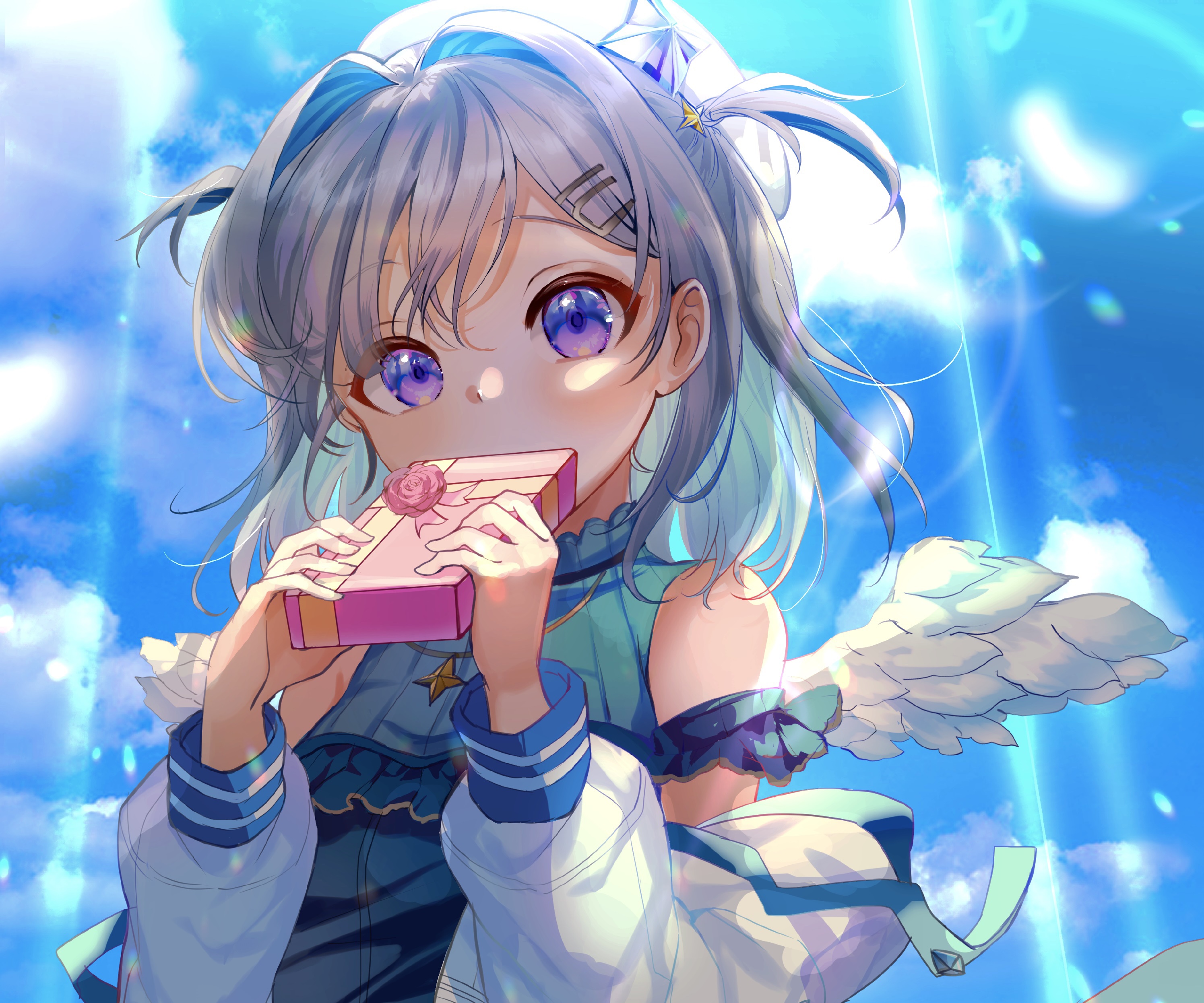 Amane Kanata from Hololive holding a gift box HD Wallpaper