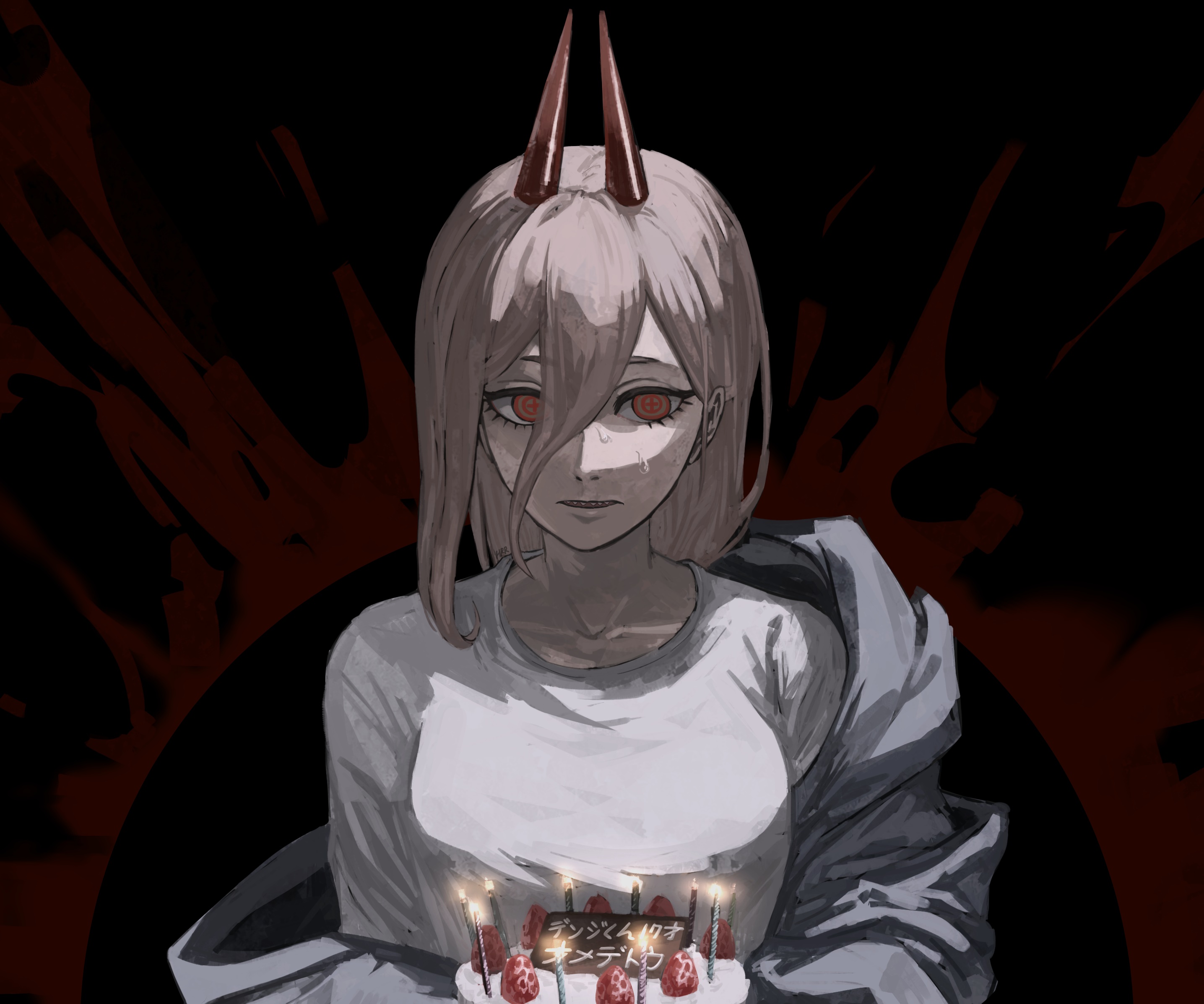 Power from Chainsaw Man holding a birthday cake HD Wallpaper
