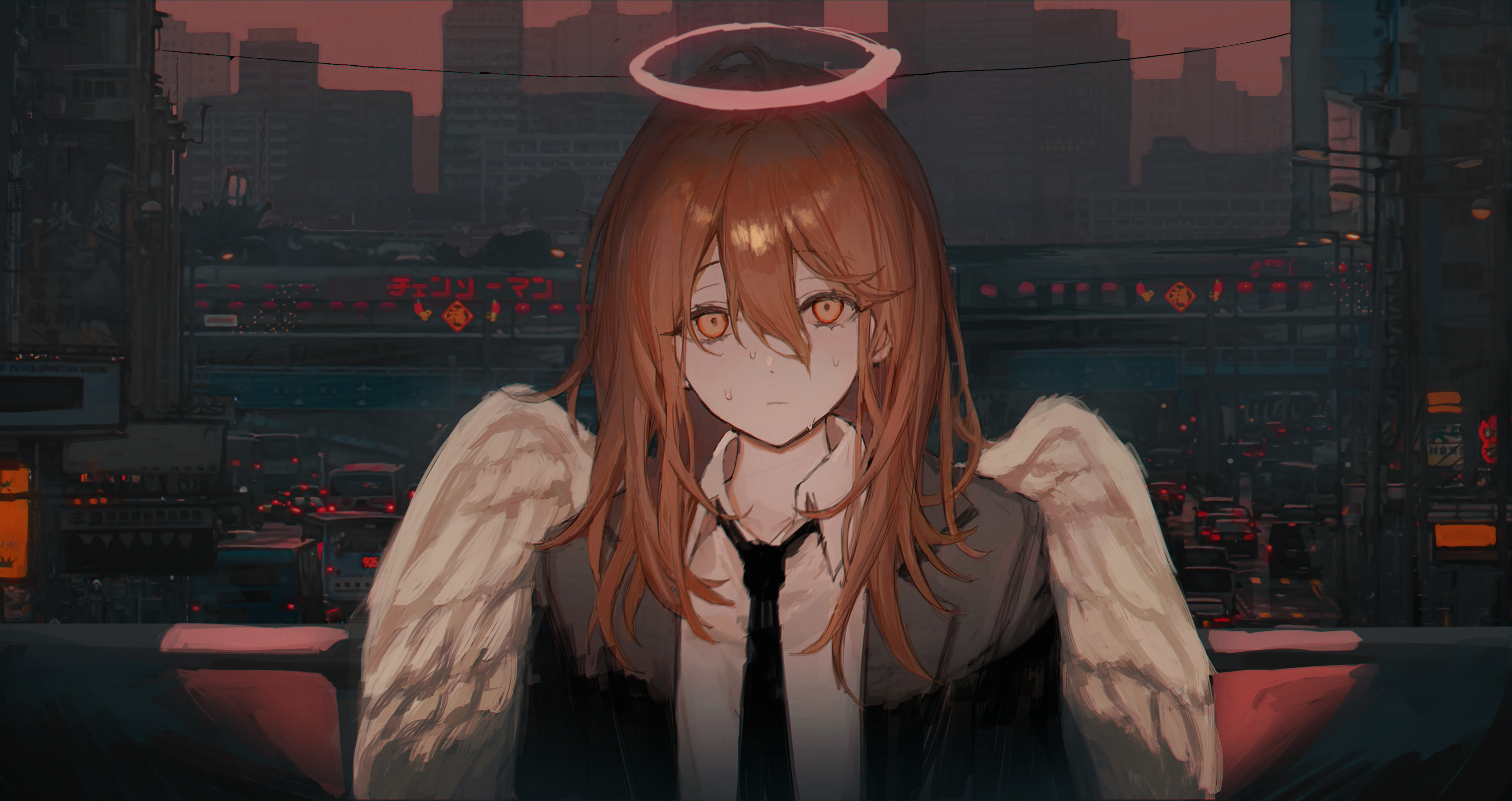 Angel Devil from Chainsaw Man in a city HD Wallpaper