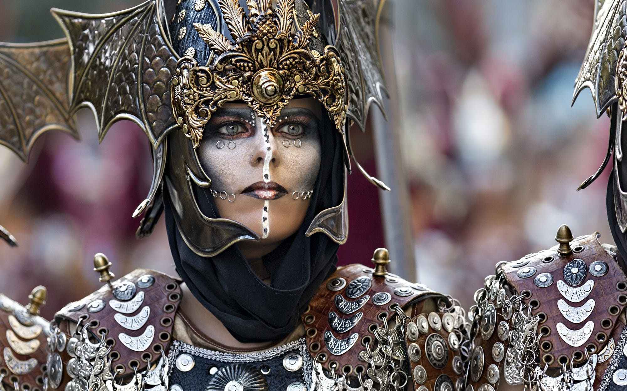 Woman in elaborate costume and makeup HD Wallpaper