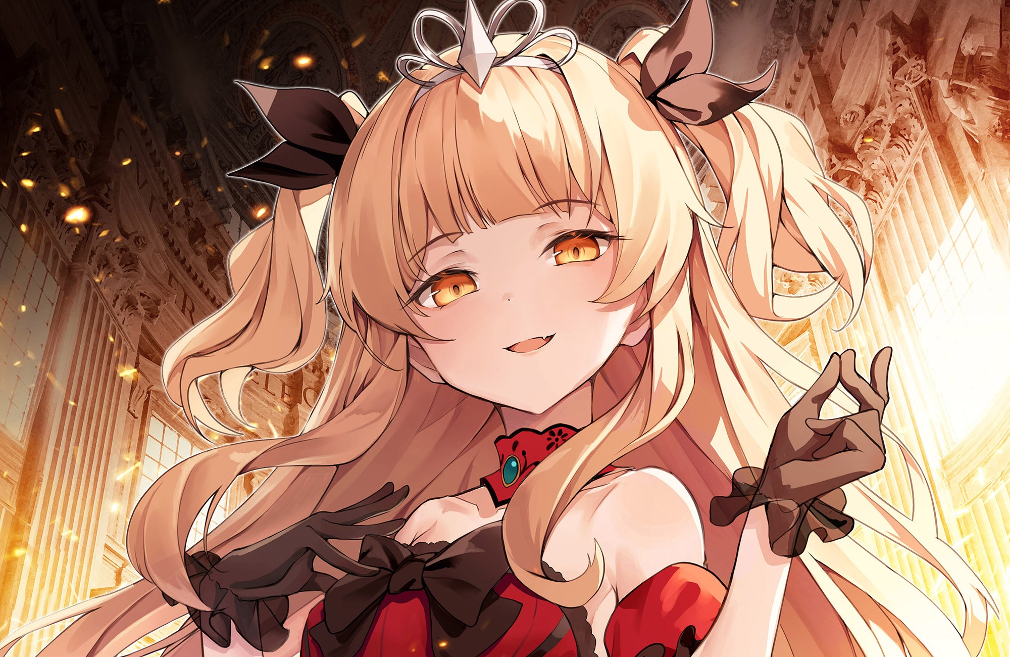 Anime girl with blonde pigtails and tiara HD Wallpaper