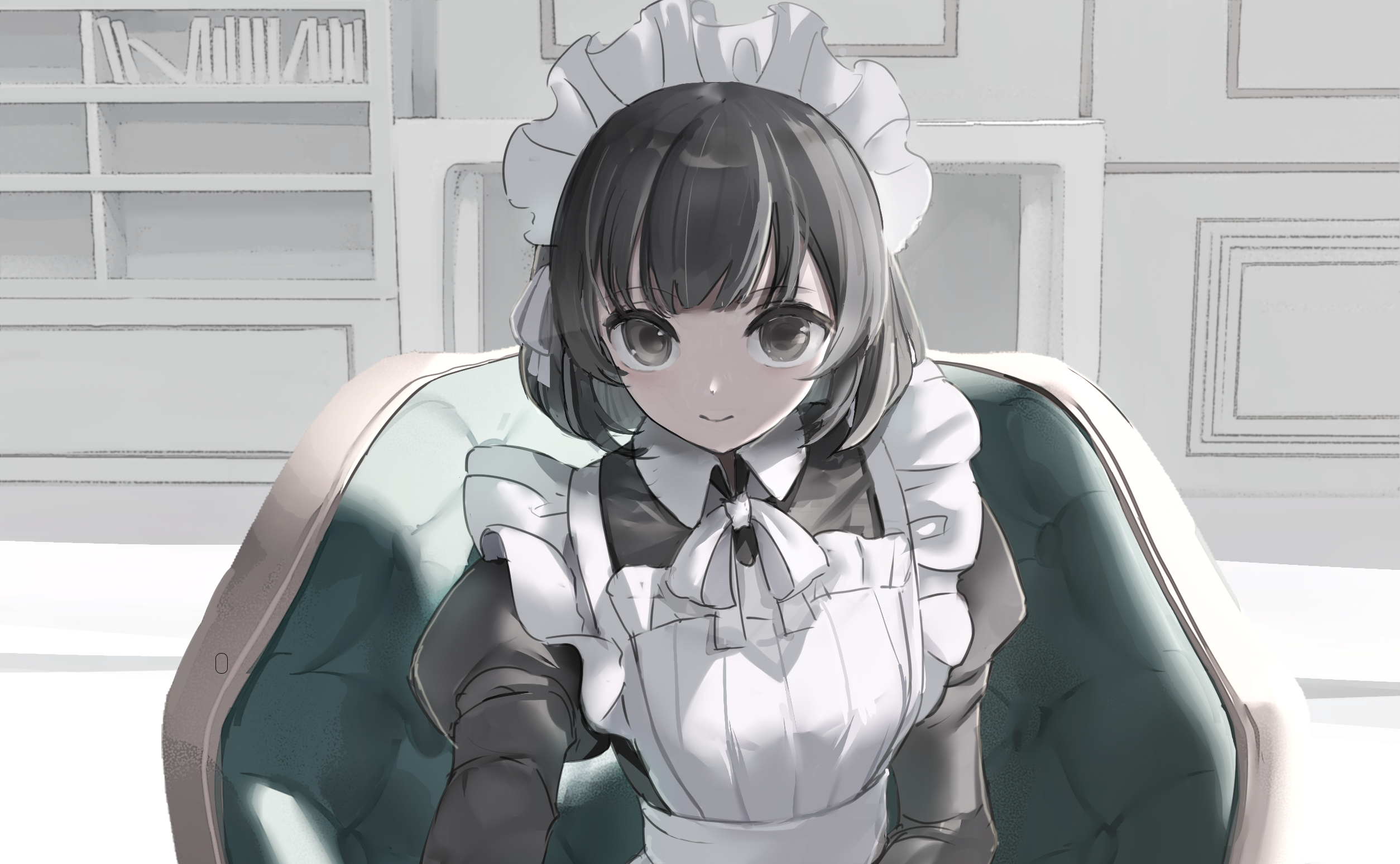 Girl in Maid Outfit Sitting on a Chair HD Wallpaper