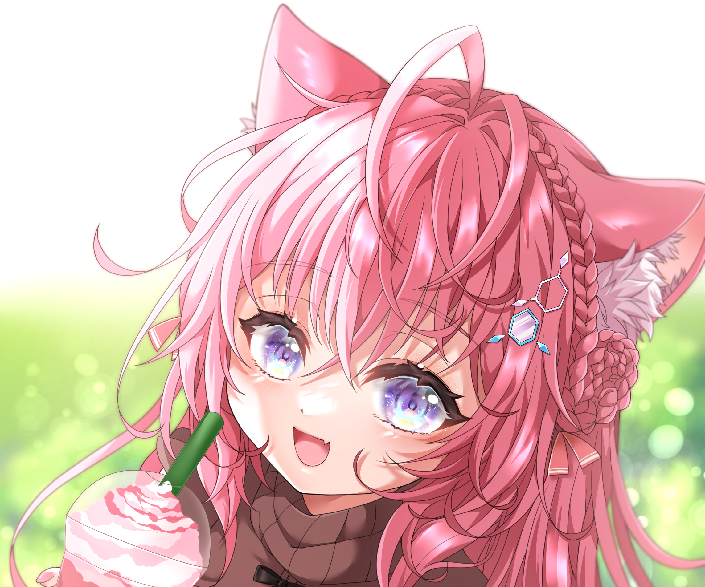 Hakui Koyori from Hololive with pink hair and cat ears HD Wallpaper