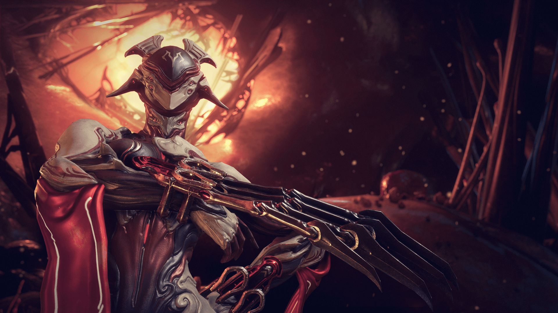 Warframe character with a rifle HD Wallpaper