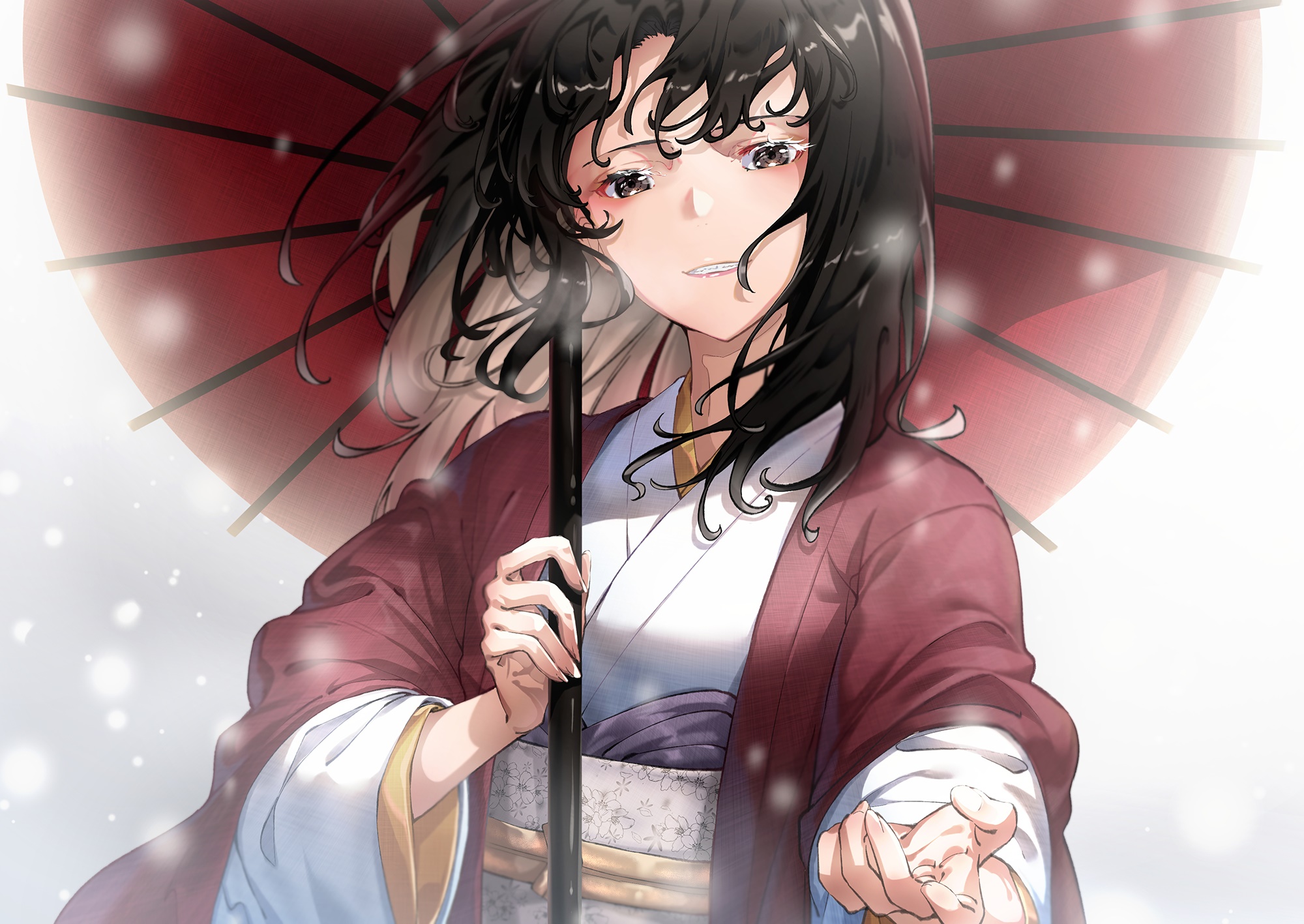 Shiki Ryougi from Kara No Kyoukai holding an umbrella HD Wallpaper