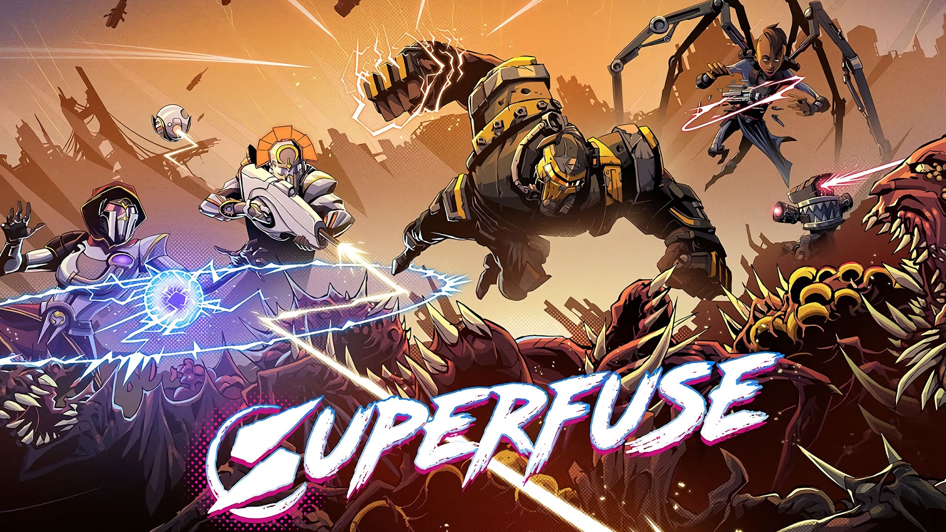Superfuse characters fighting monsters HD Wallpaper