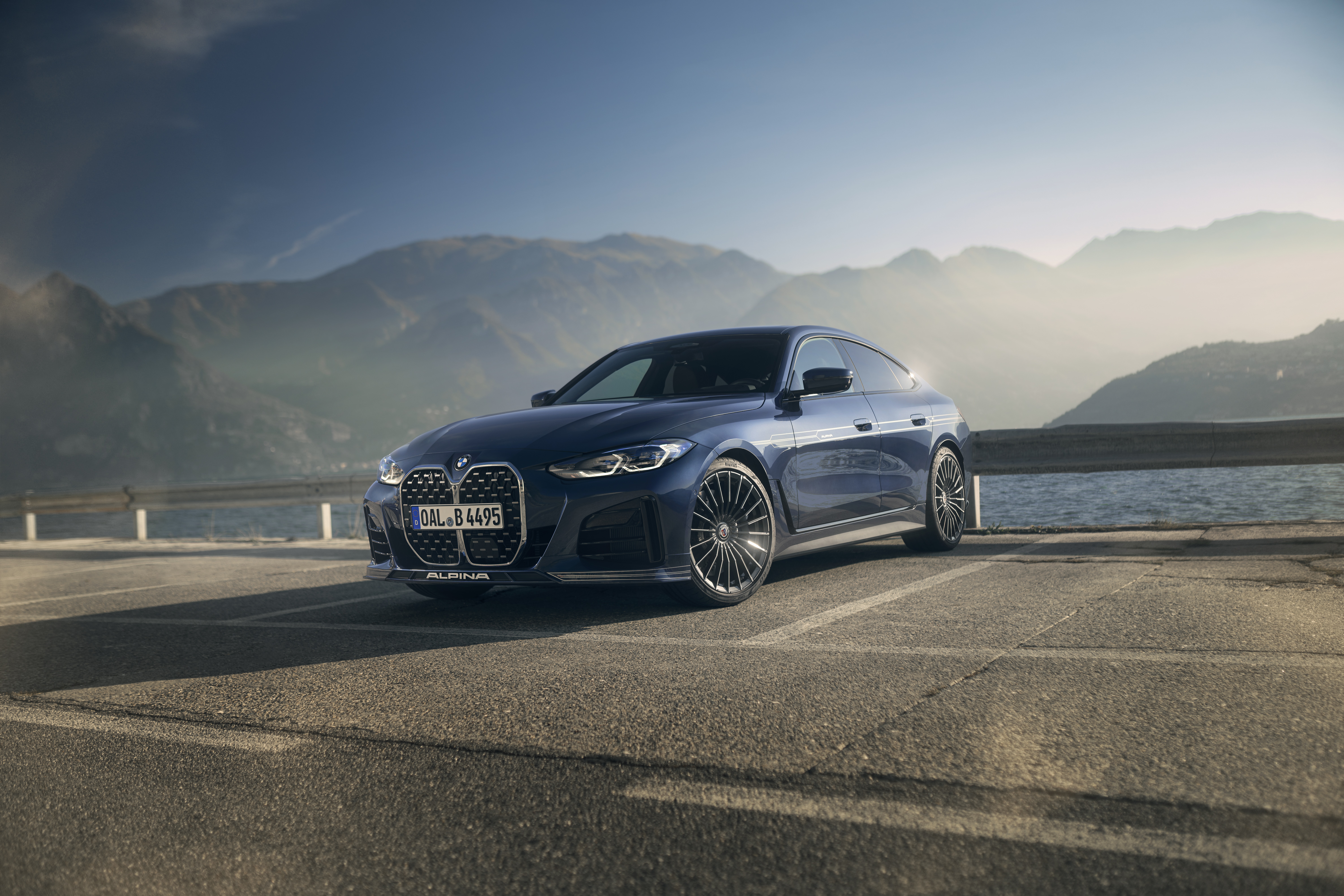 Alpina B4 Gran Coupé parked by a lake HD Wallpaper