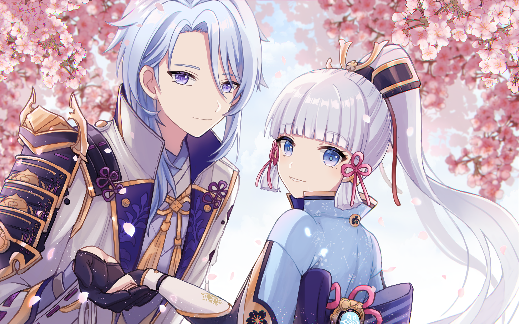 Kamisato Ayaka and Kamisato Ayato from Genshin Impact HD Wallpaper