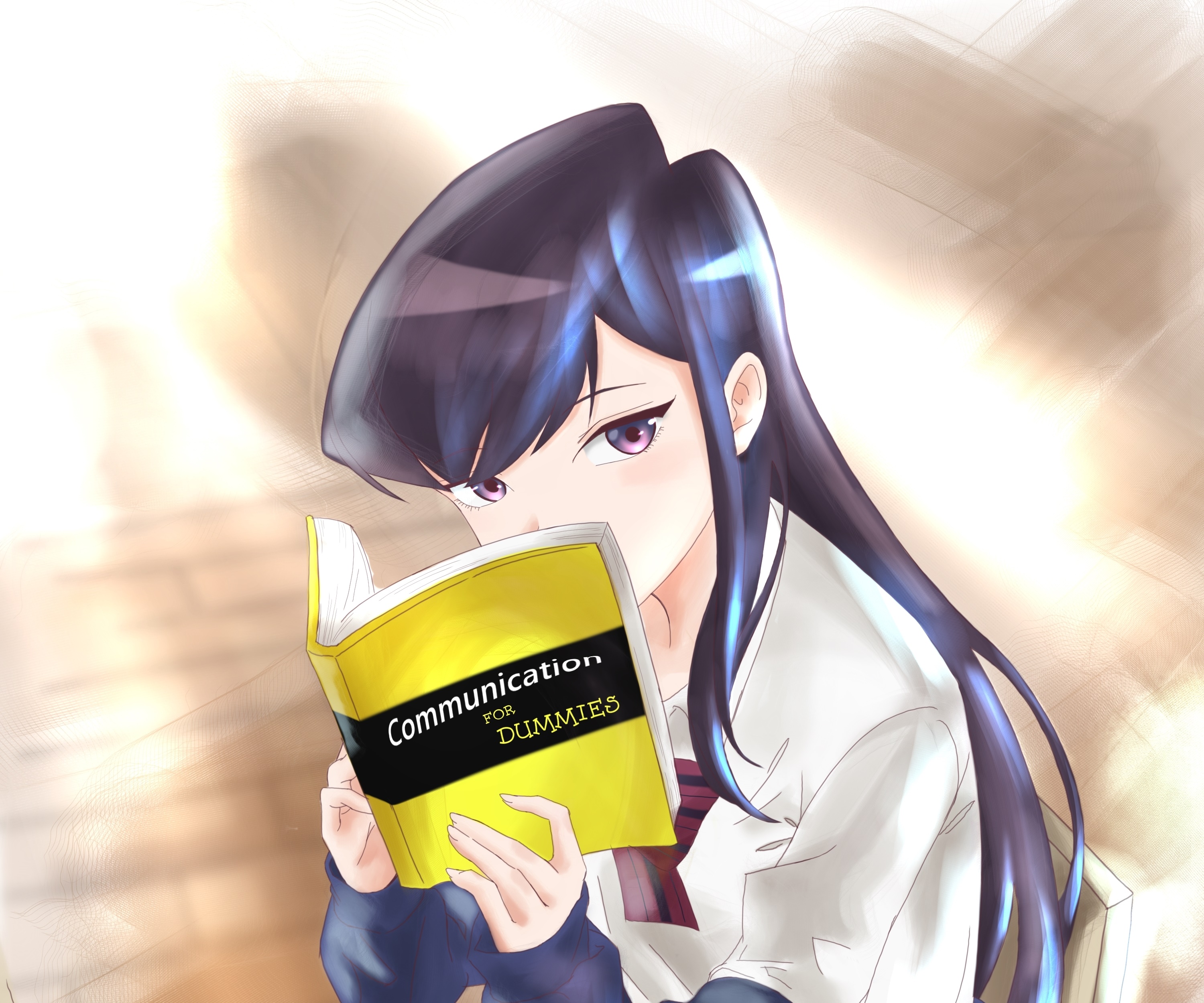 Shoko Komi reading "Communication for Dummies" HD Wallpaper