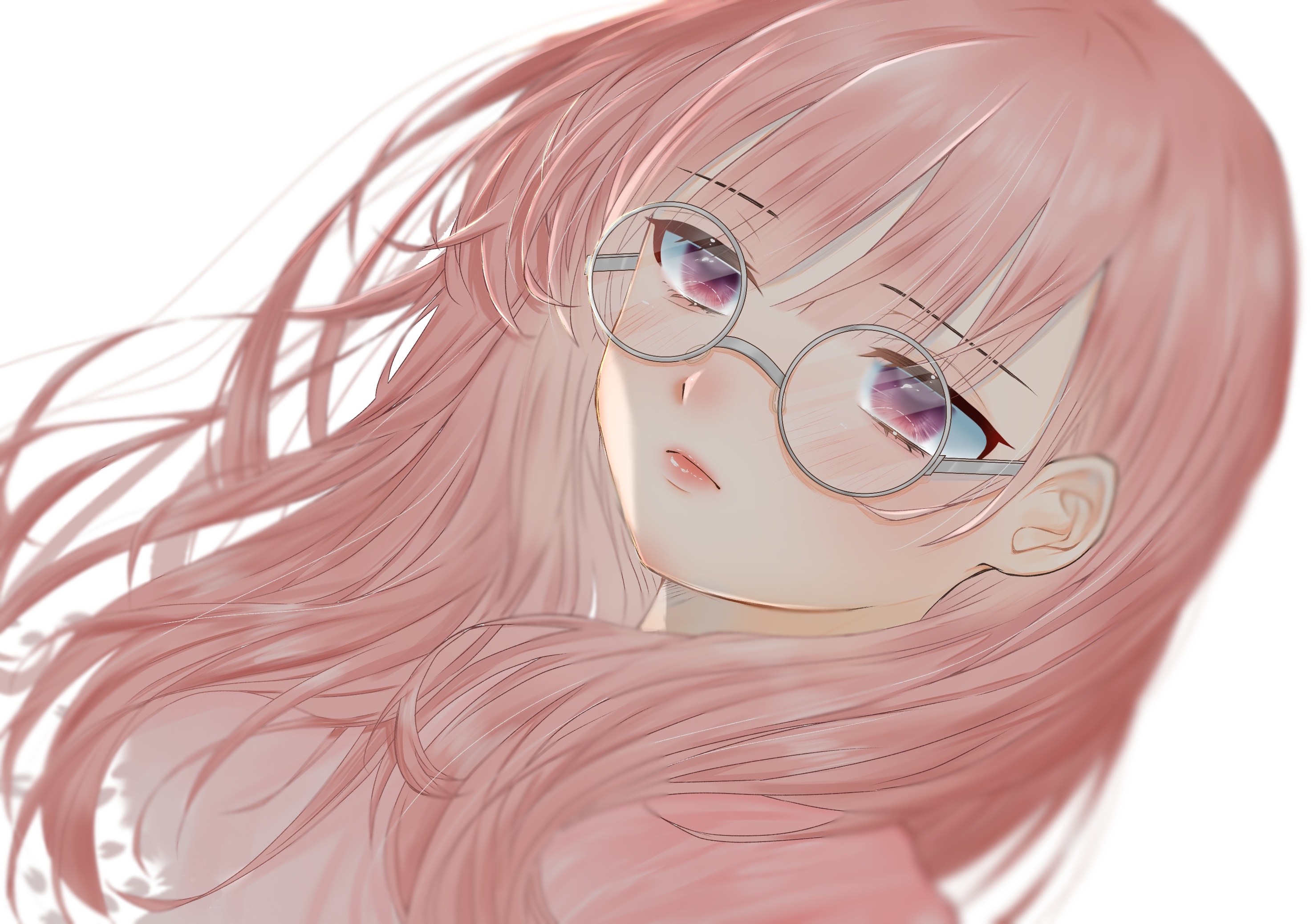 Girl with Pink Hair and Glasses HD Wallpaper