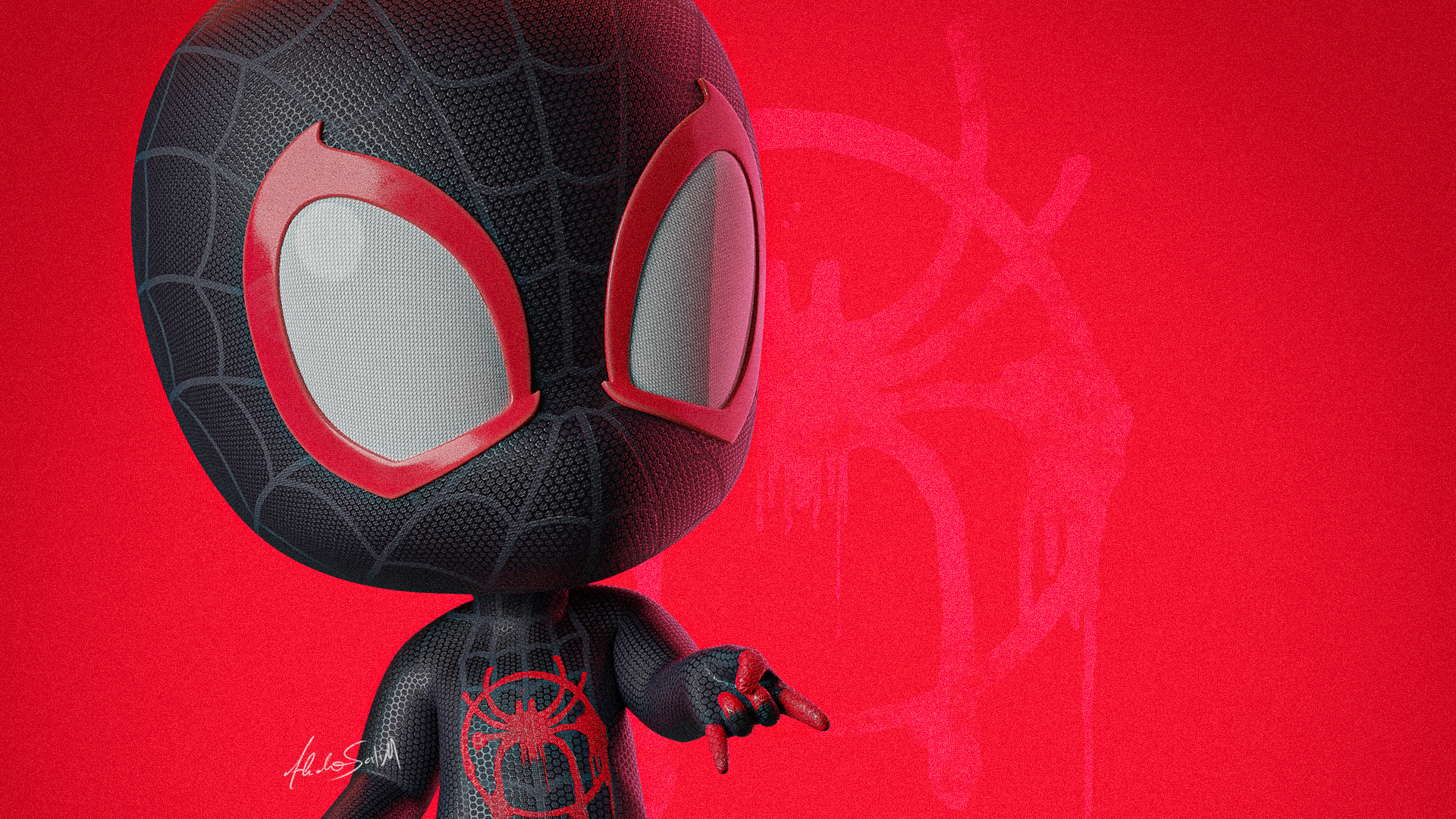 Chibi Miles Morales Spider-Man HD Wallpaper