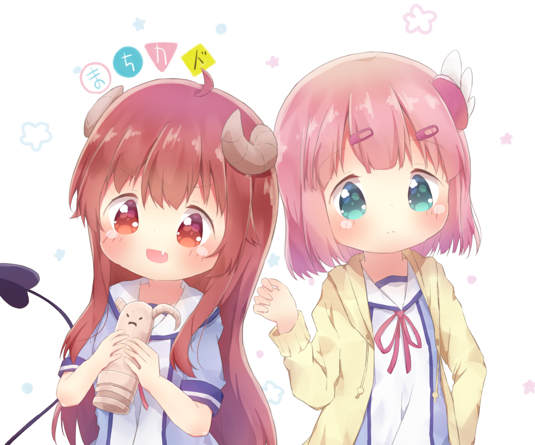 Momo Chiyoda and Yuuko Yoshida from The Demon Girl Next Door HD Wallpaper