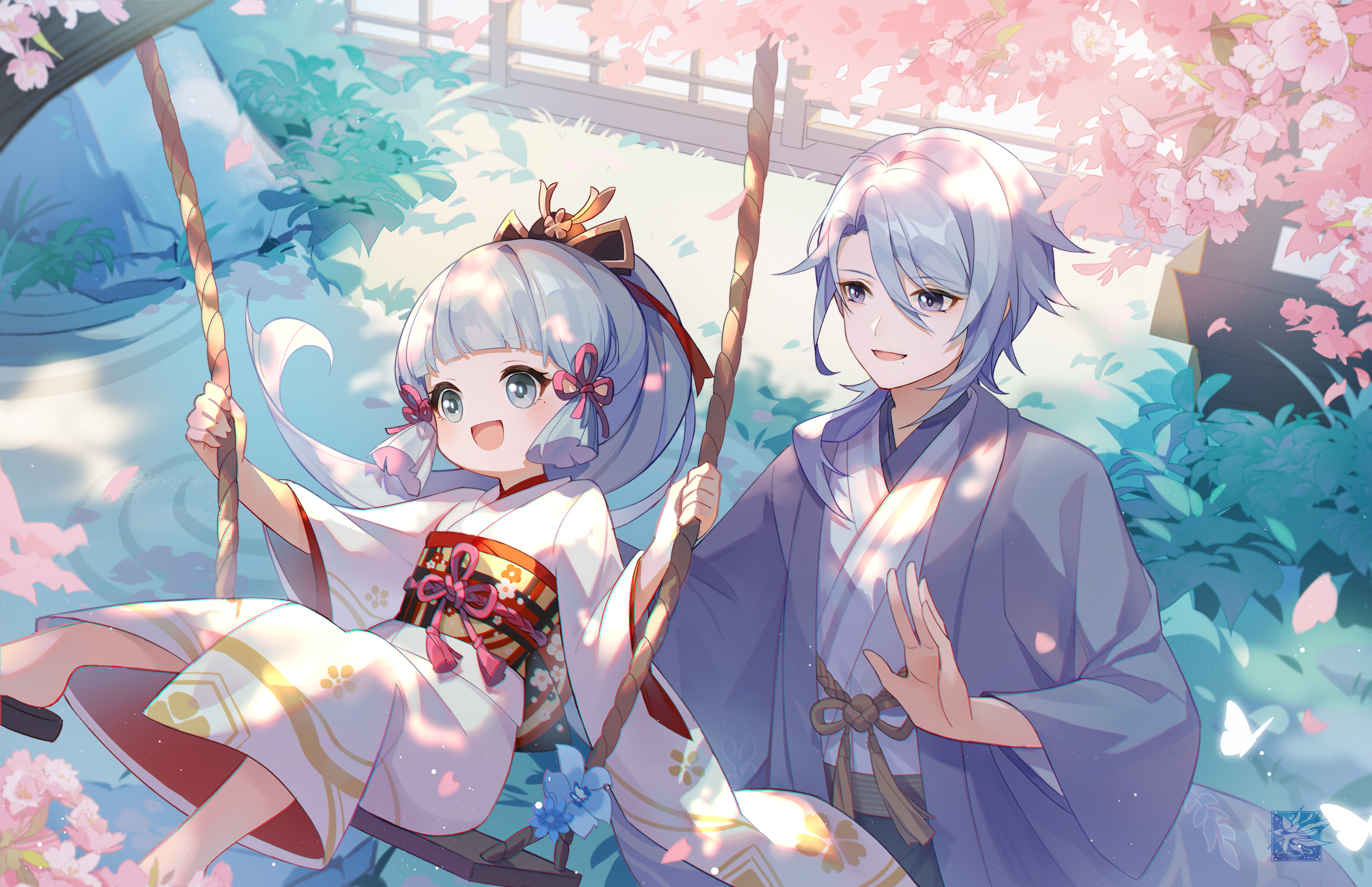 Kamisato Ayaka and Kamisato Ayato from Genshin Impact HD Wallpaper