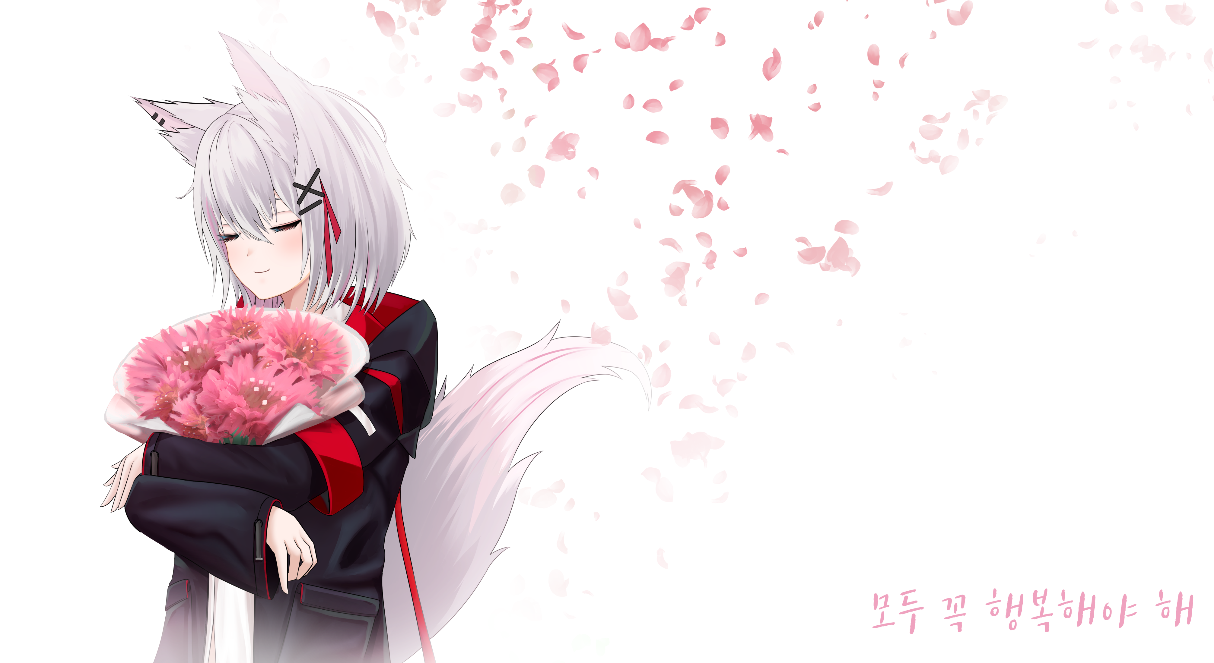 Siu Lee from Nijisanji holding flowers HD Wallpaper