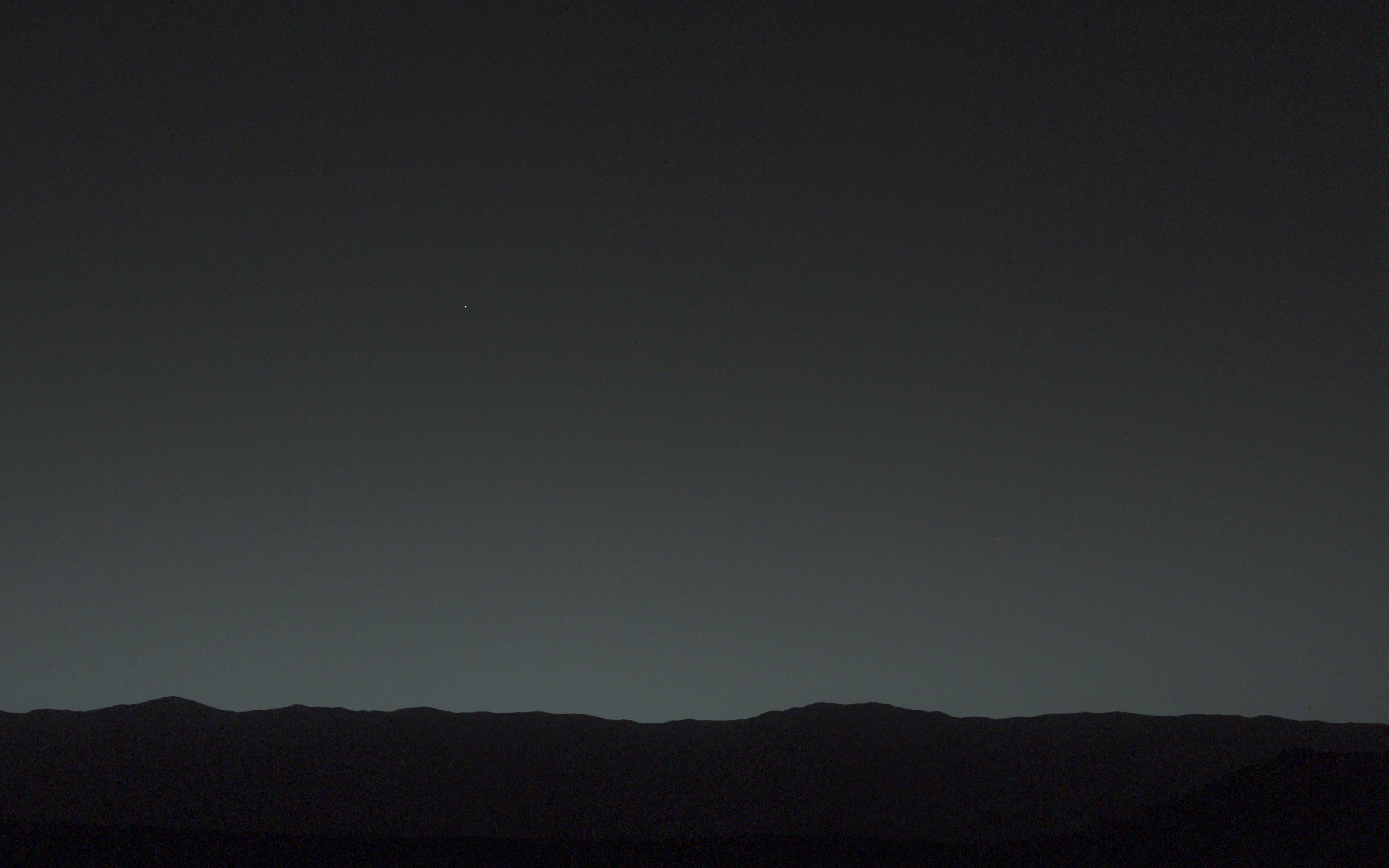Mars landscape with a distant star at night HD Wallpaper
