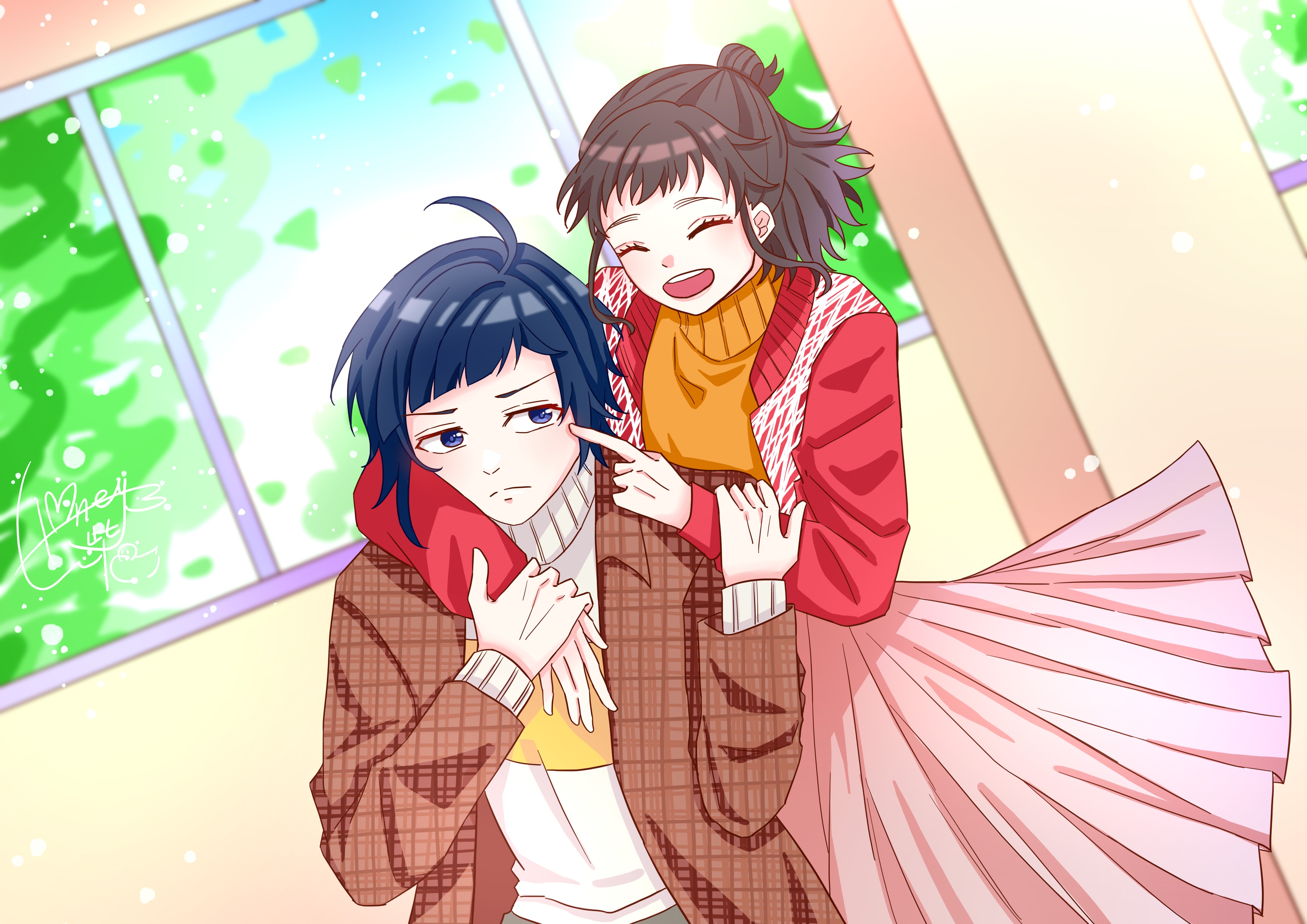 Hiyori Suzumi and Yujiro Someya from To Become A Real Heroine! 4K HD Wallpaper