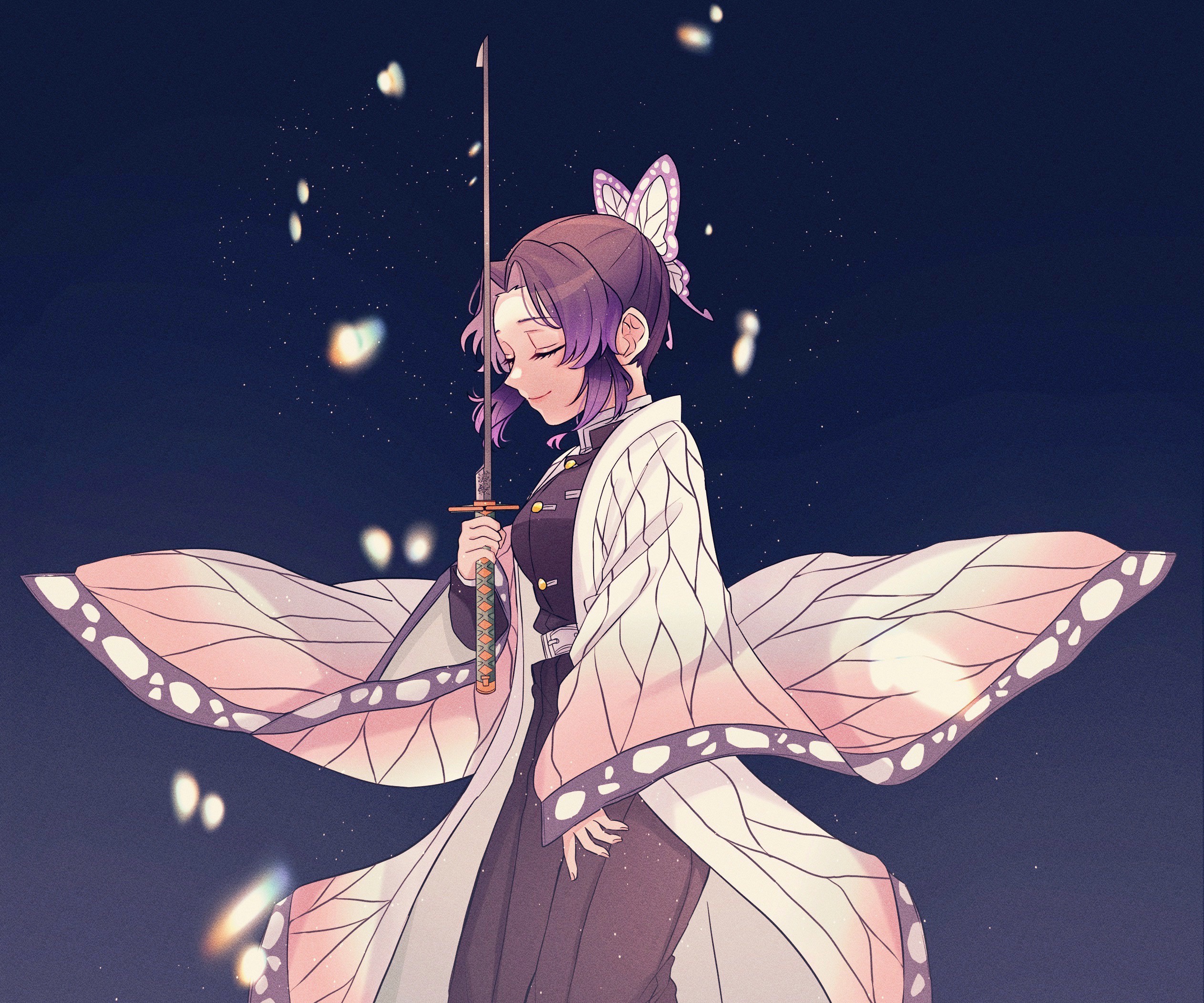 Shinobu Kochou from Demon Slayer: Kimetsu No Yaiba HD Wallpaper