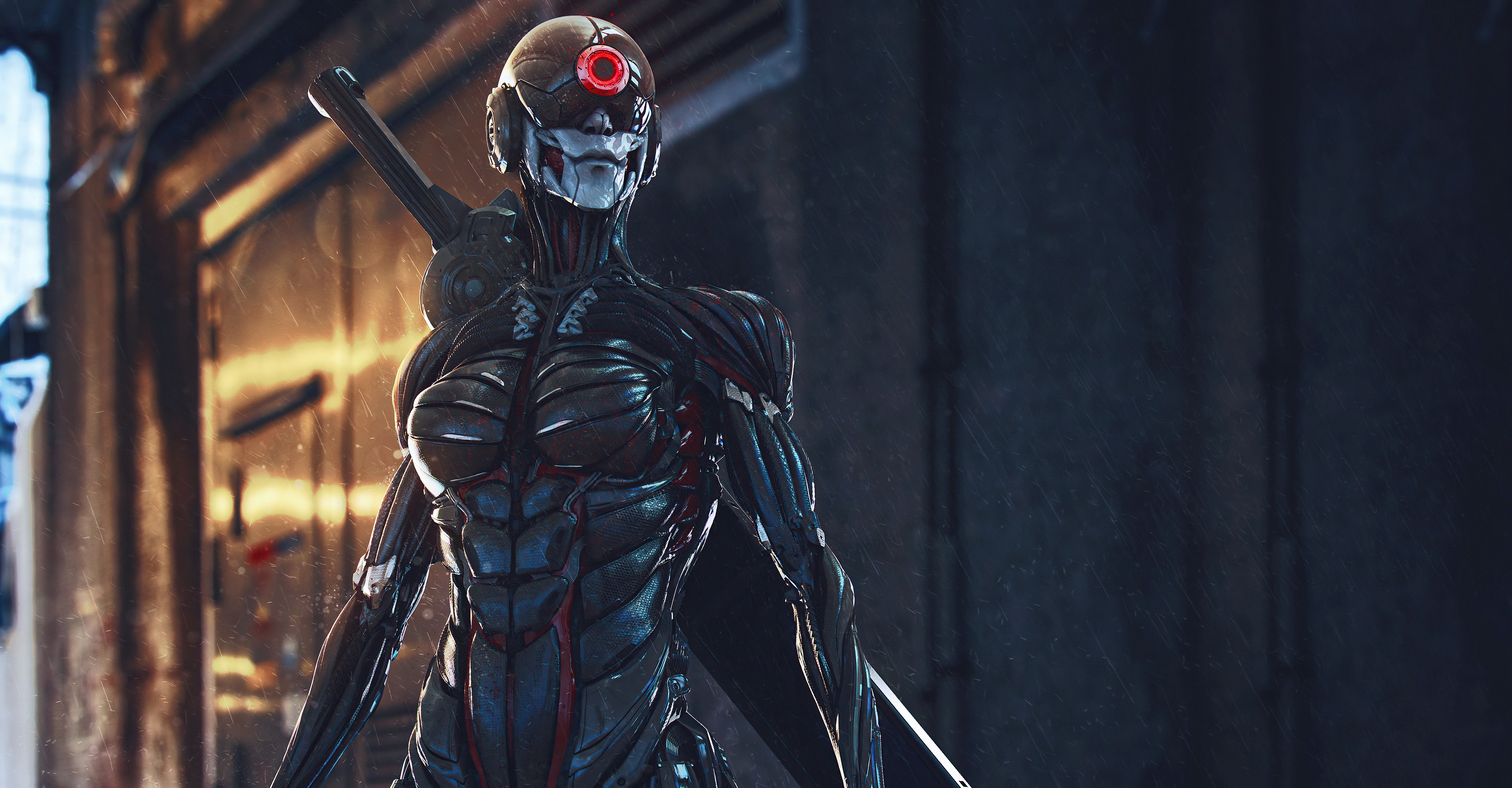 Sci Fi Cyberpunk Robot 4K HD Wallpaper