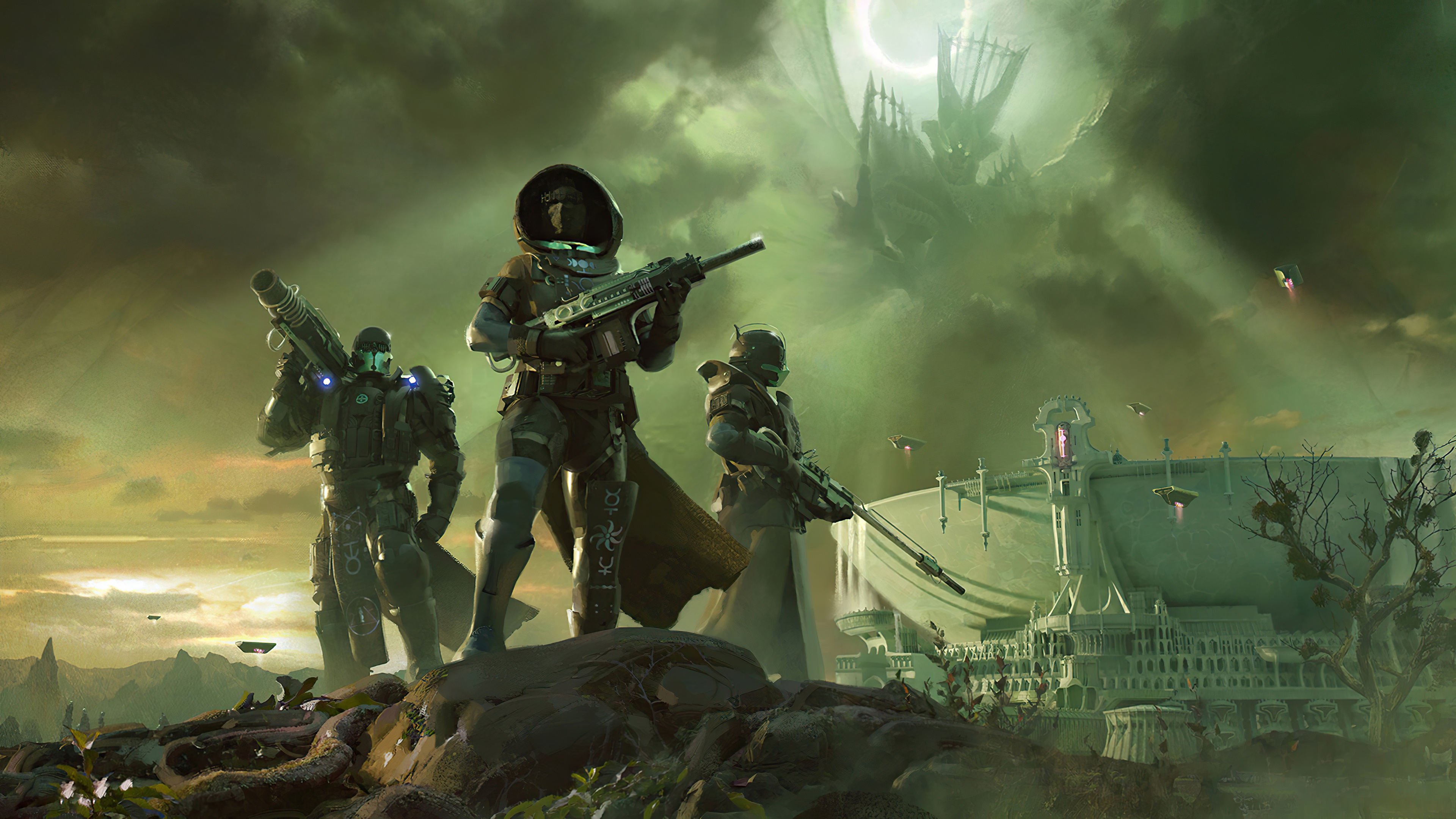 Destiny 2 Guardians in a desolate landscape 4K HD Wallpaper