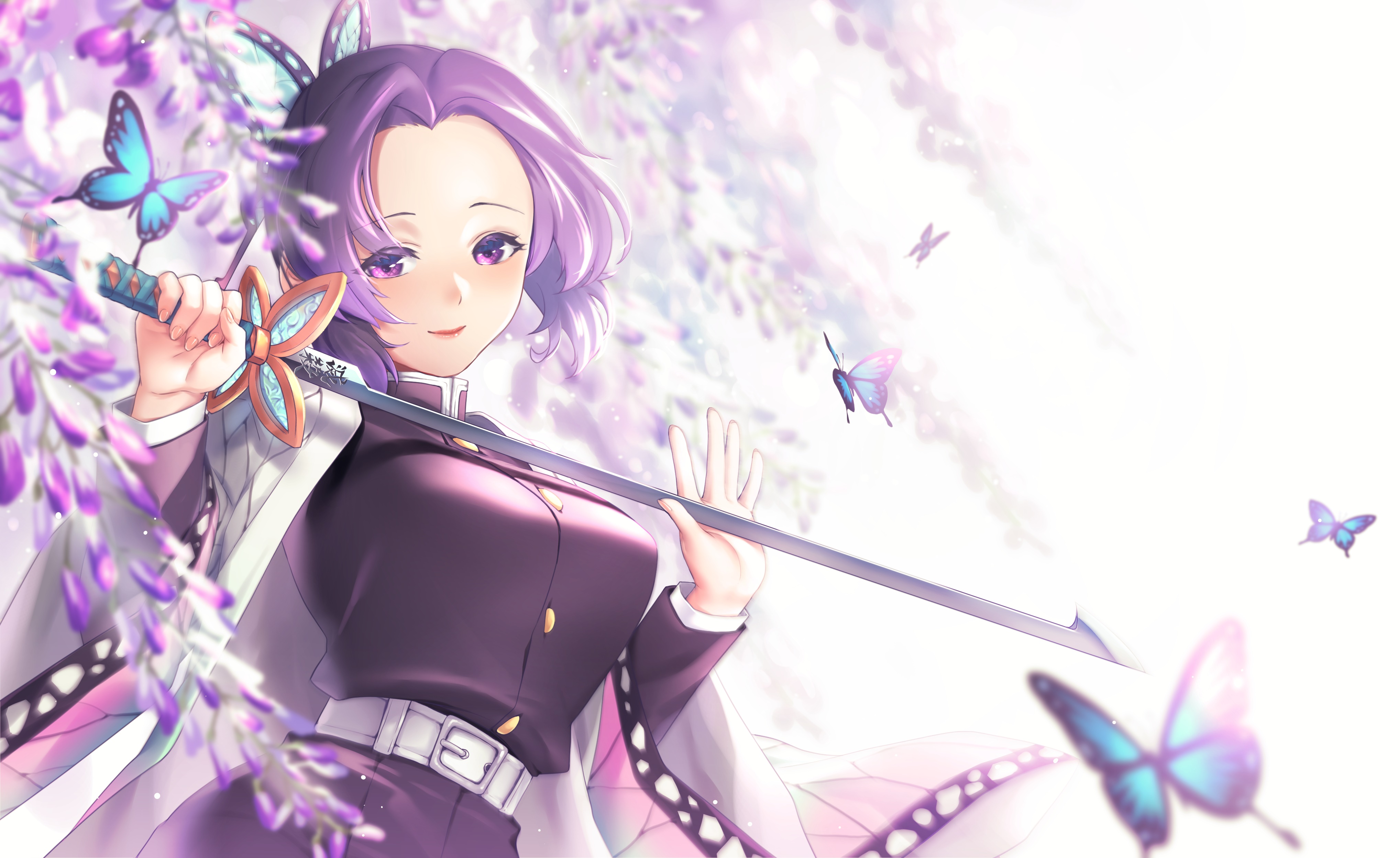 Shinobu Kochou from Demon Slayer: Kimetsu no Yaiba 4K HD Wallpaper