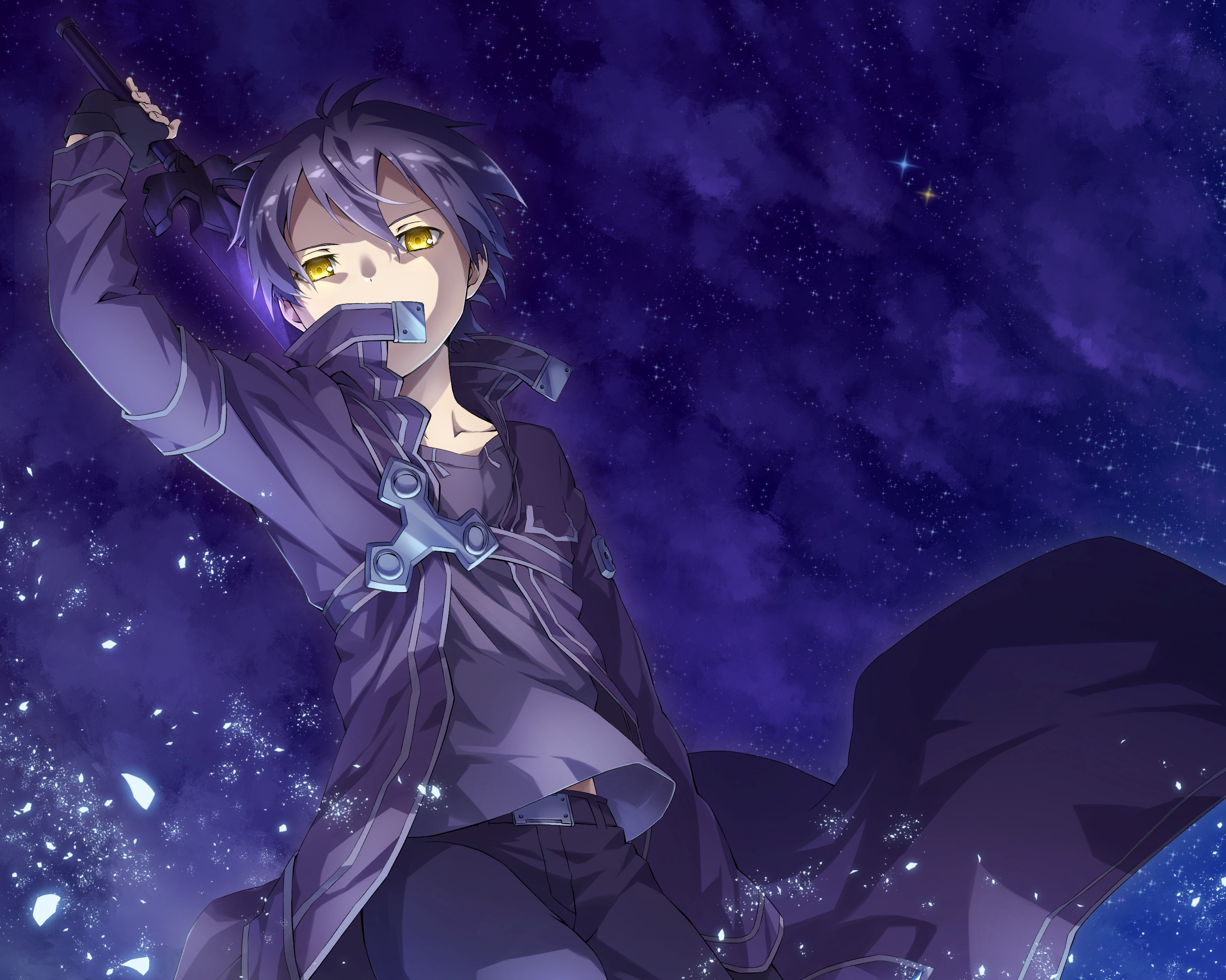 Kirito from Sword Art Online in a starry night HD Wallpaper