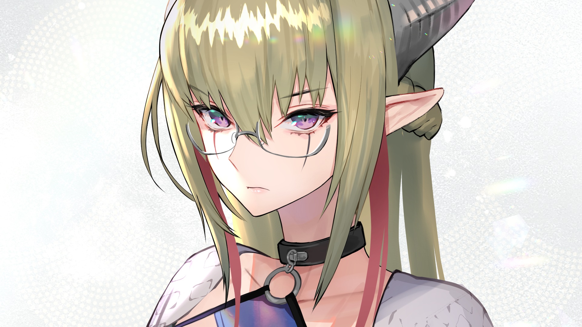 Anime girl with glasses and horns HD Wallpaper