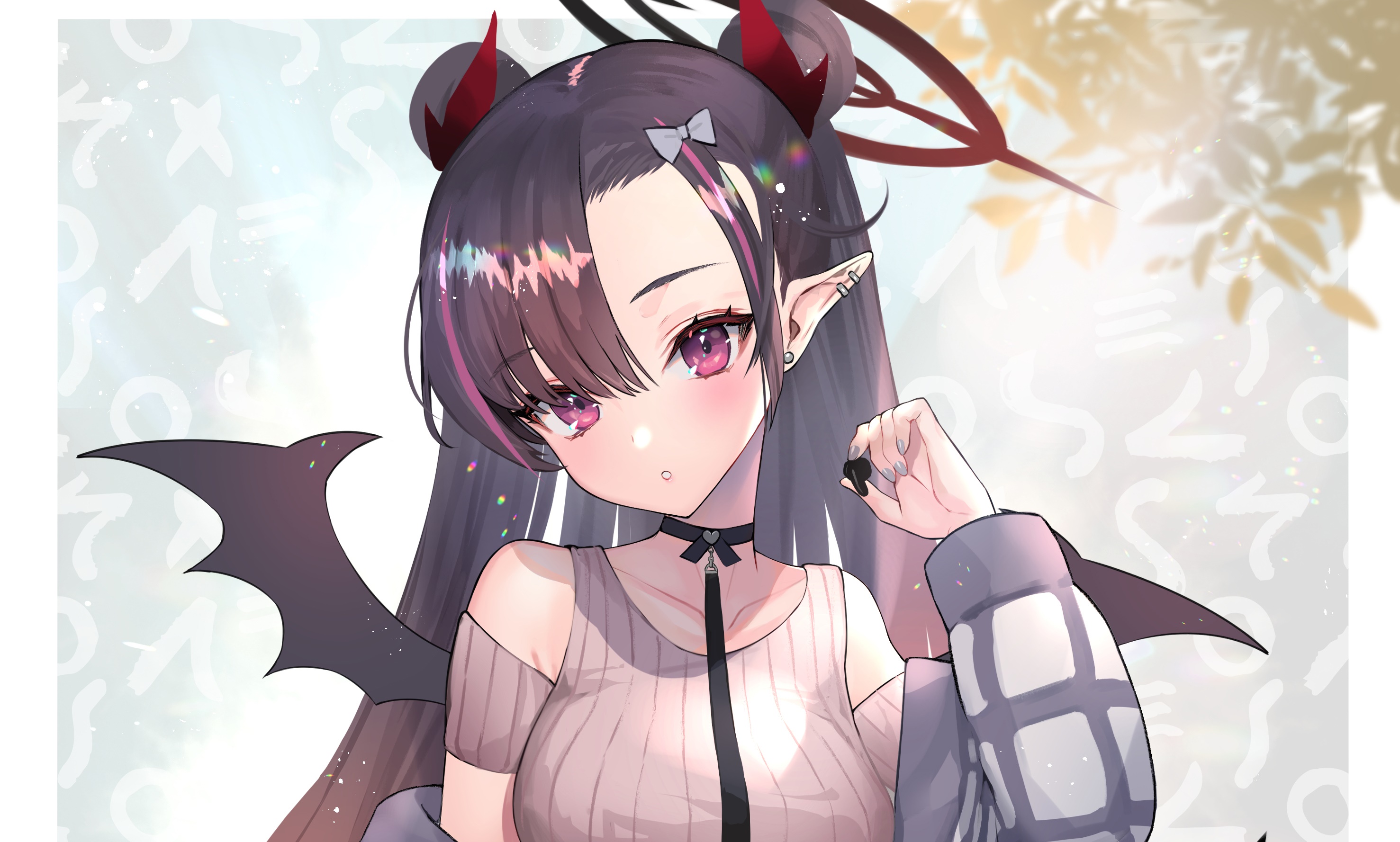 Anime girl with horns and wings HD Wallpaper