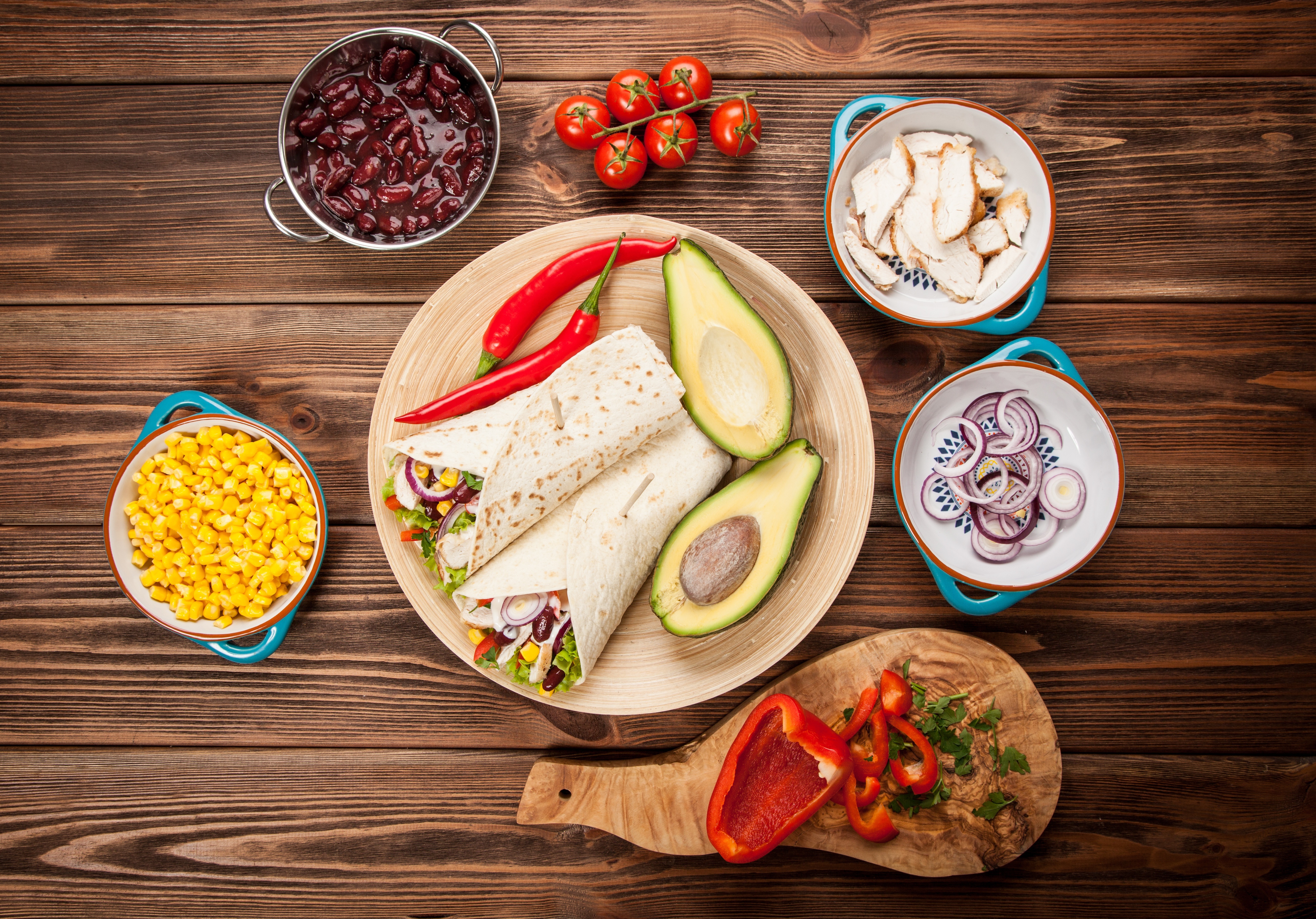 Still Life of Burrito Ingredients HD Wallpaper