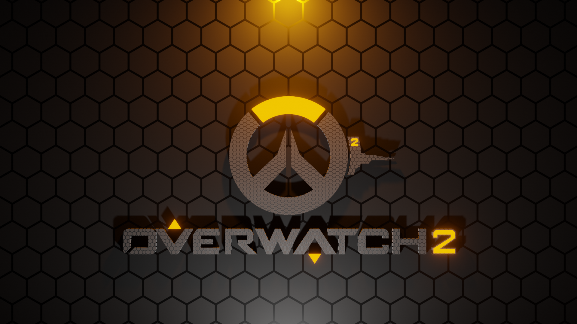 Overwatch 2 Logo and Title on Hexagonal Background HD Wallpaper