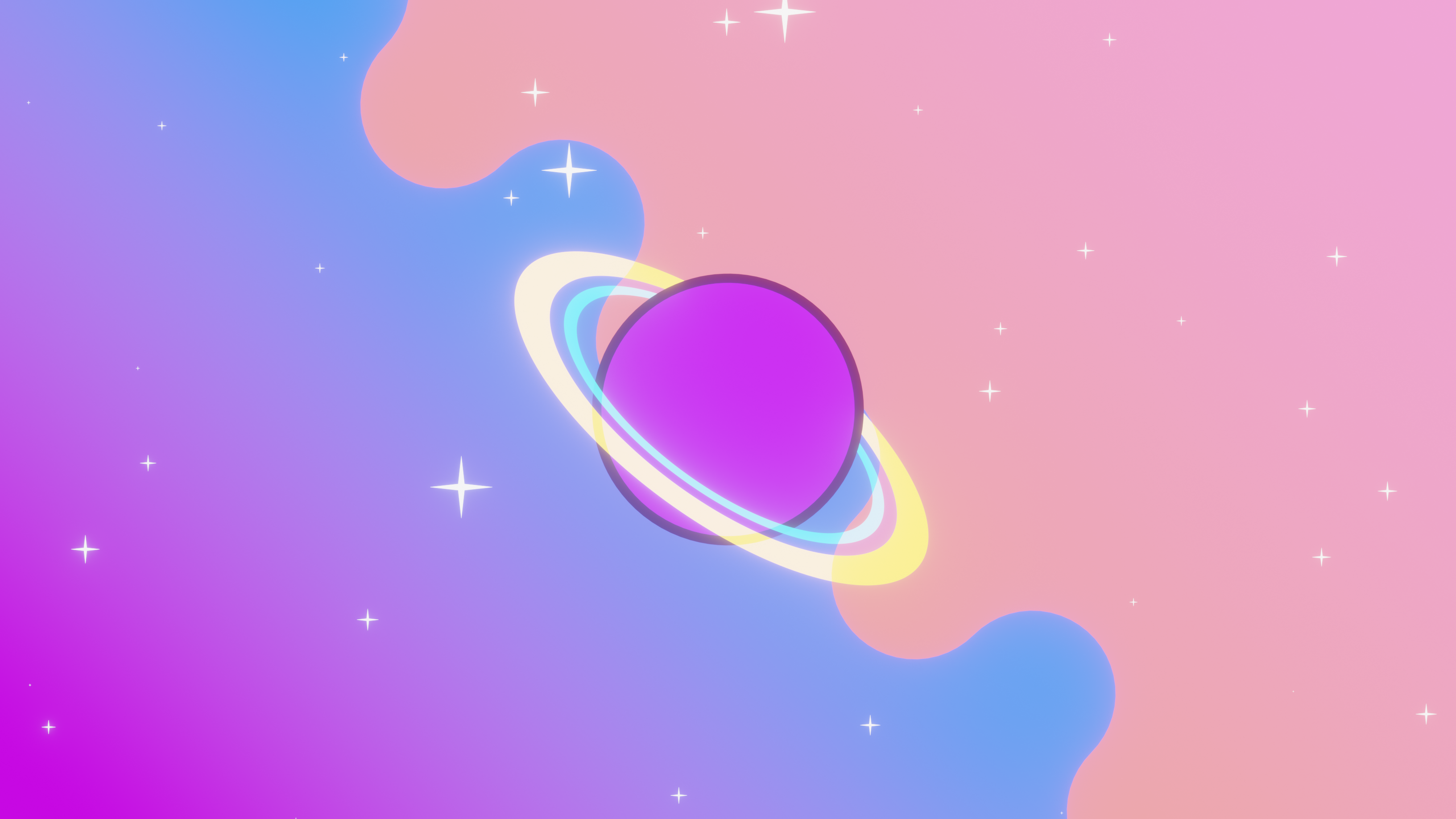 Space Candy Planet with Rings and Stars HD Wallpaper