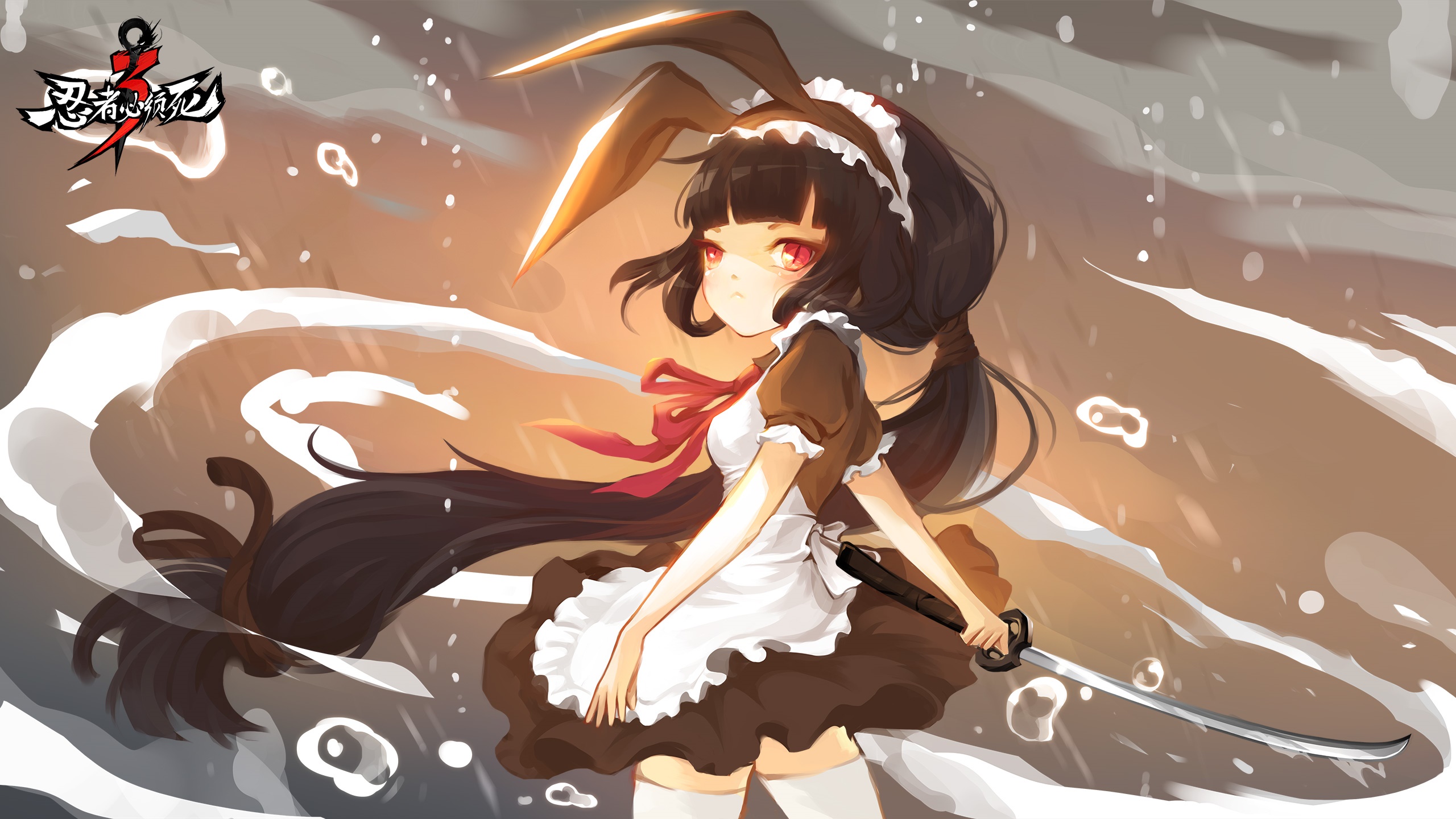 Ninja Must Die 3 character with bunny ears and sword HD Wallpaper