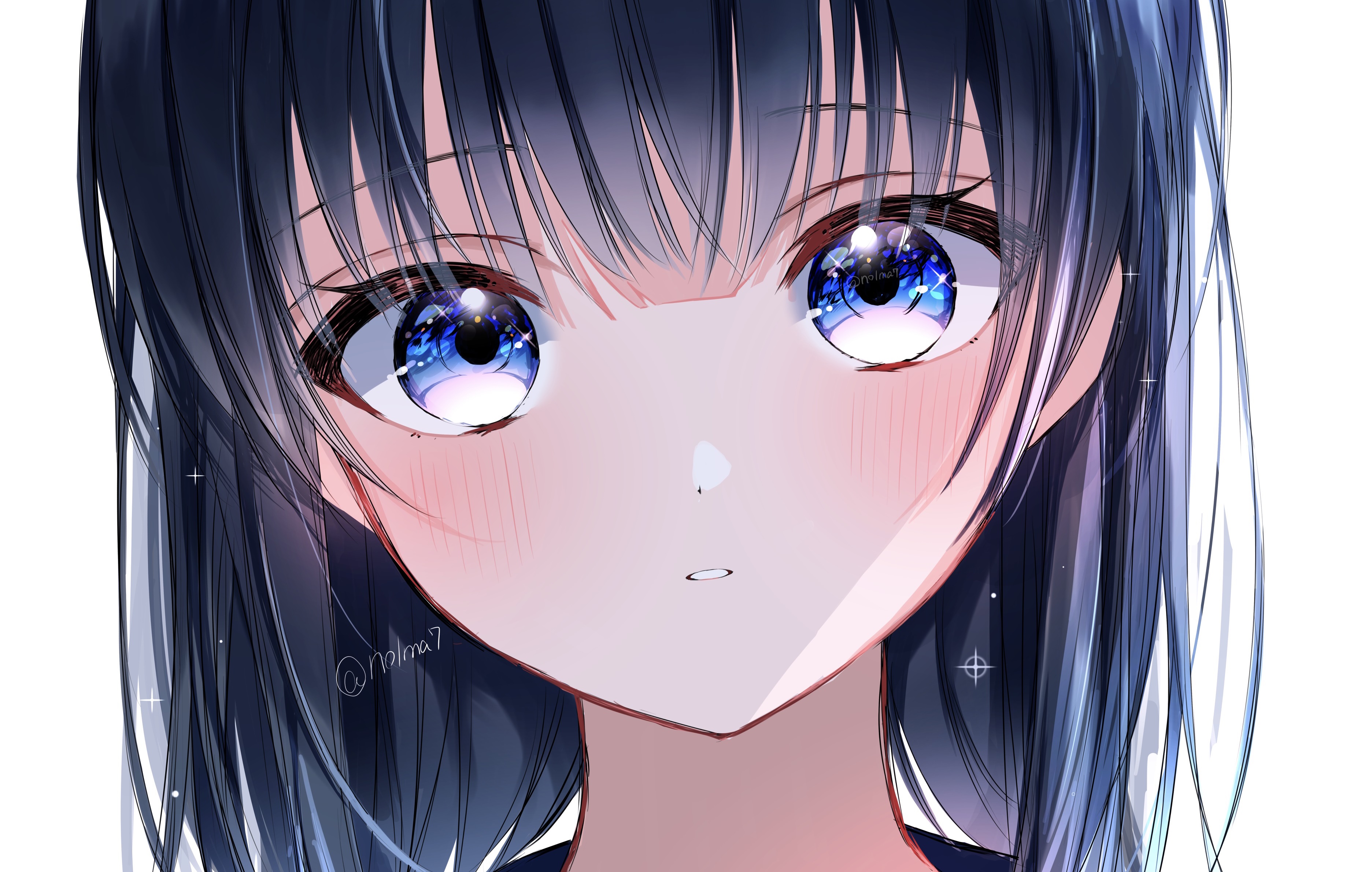 Close-up of a young anime girl's face HD Wallpaper