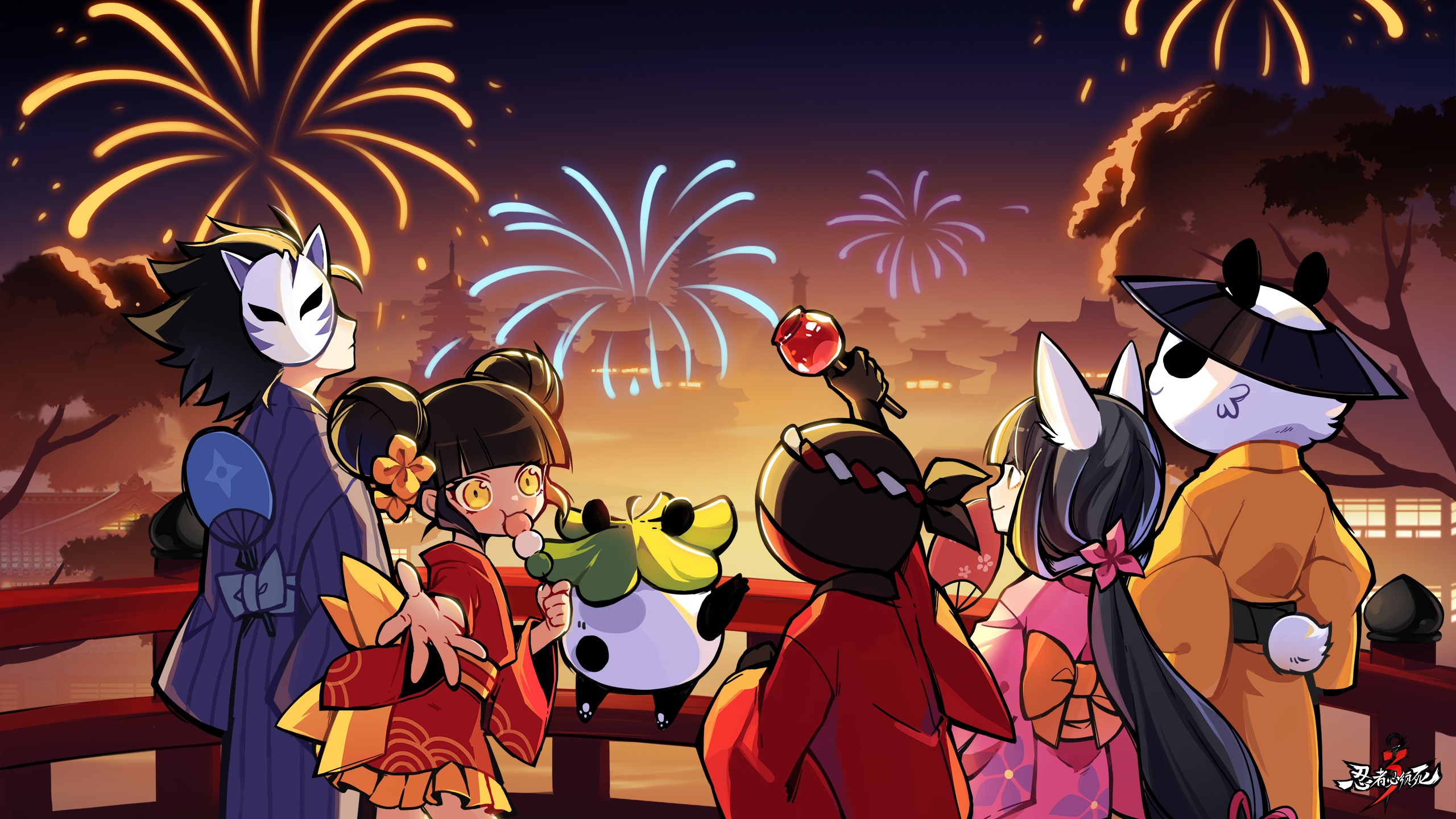Ninja Must Die 3 characters watching fireworks HD Wallpaper