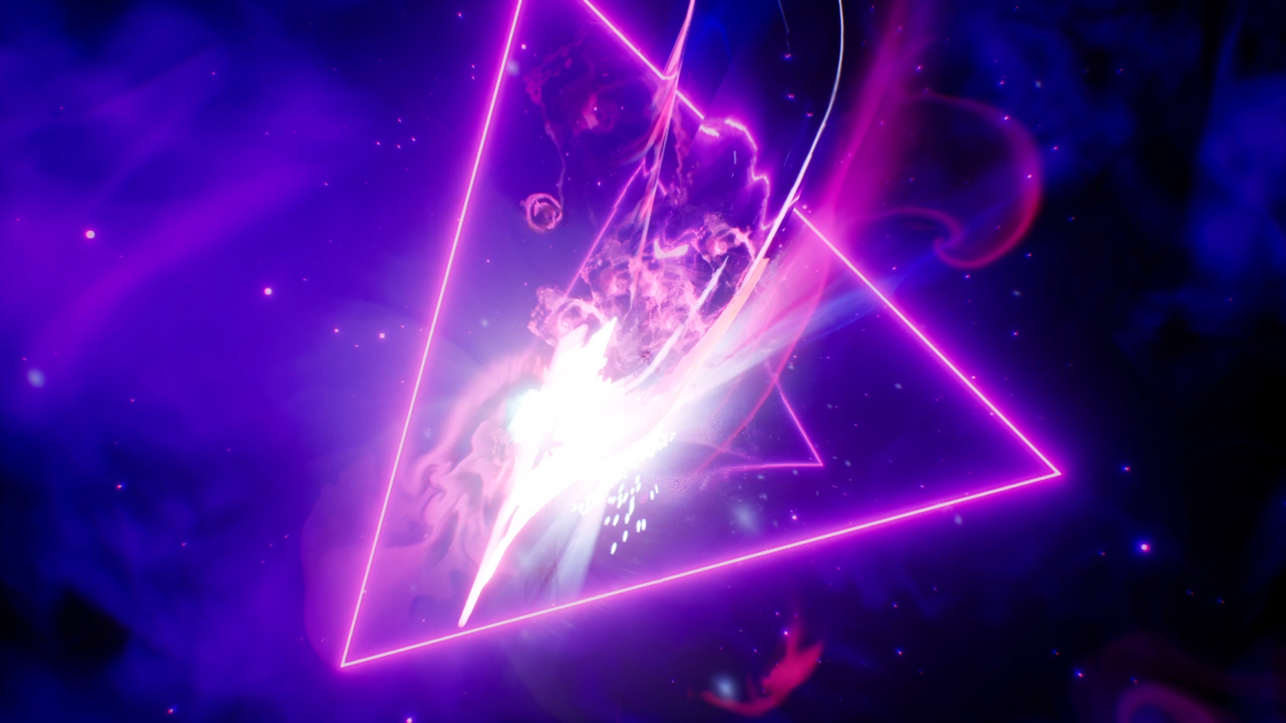 Neon Triangle in Cosmic Nebula HD Wallpaper