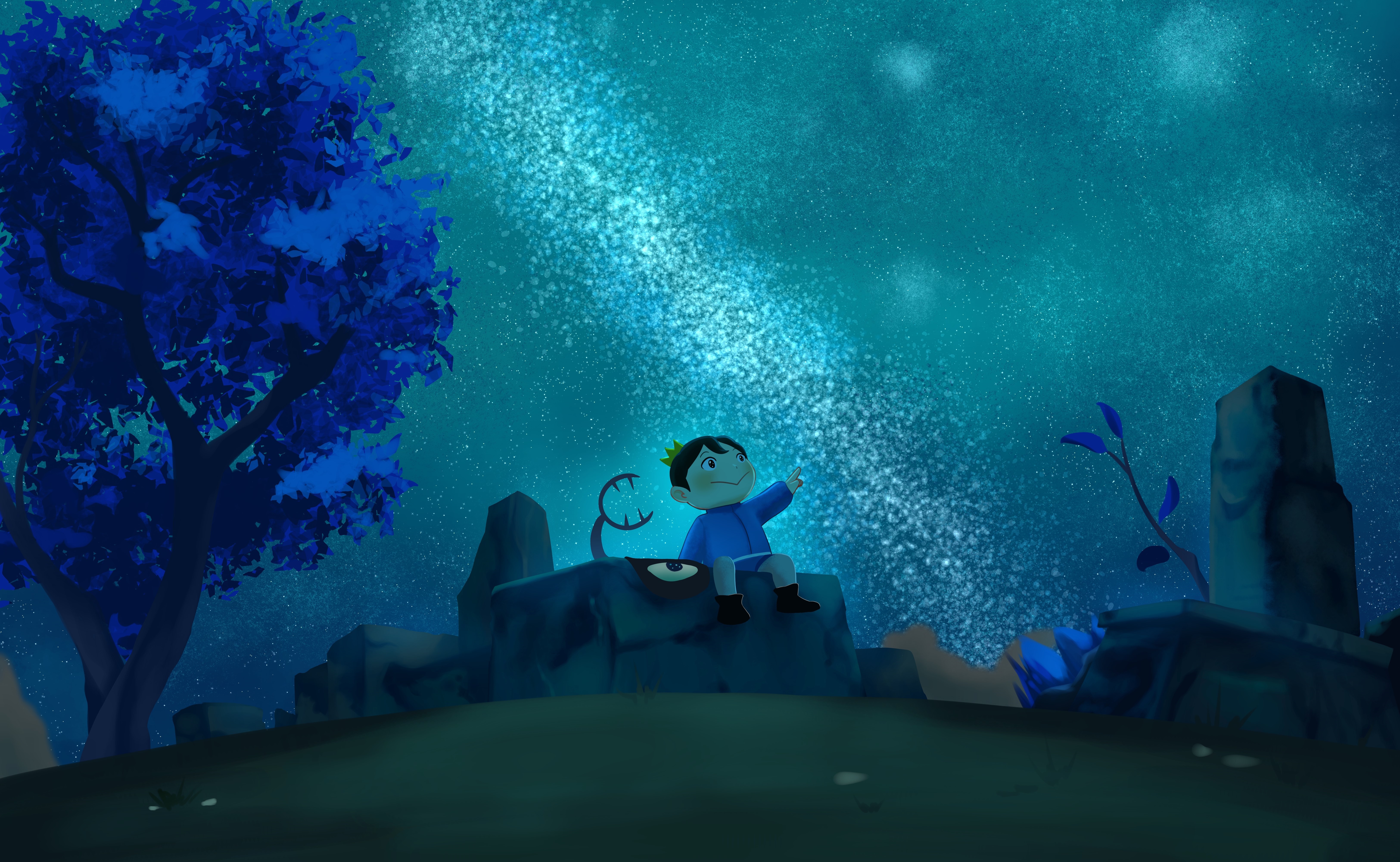 Bojji and Kage from Ranking Of Kings under the stars HD Wallpaper