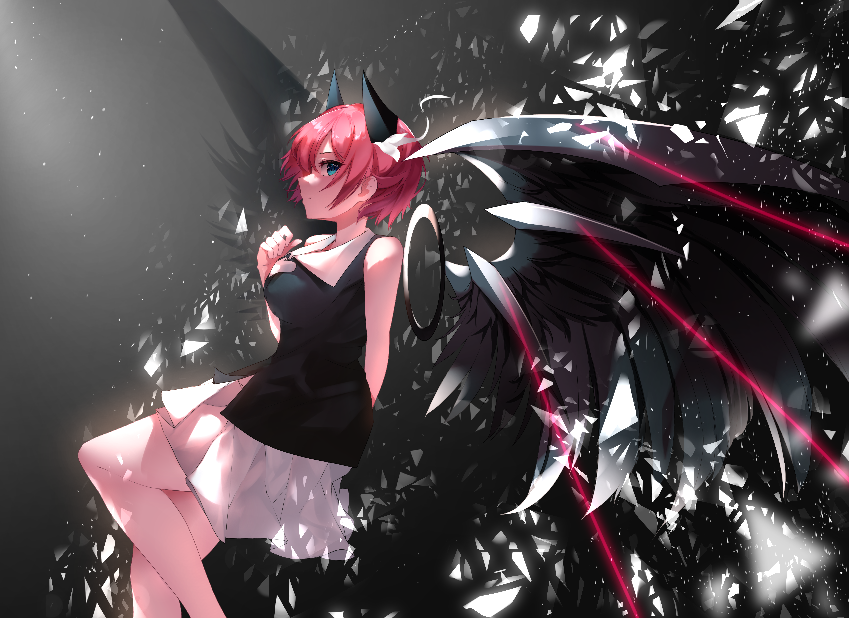 Girl with black wings and horns HD Wallpaper