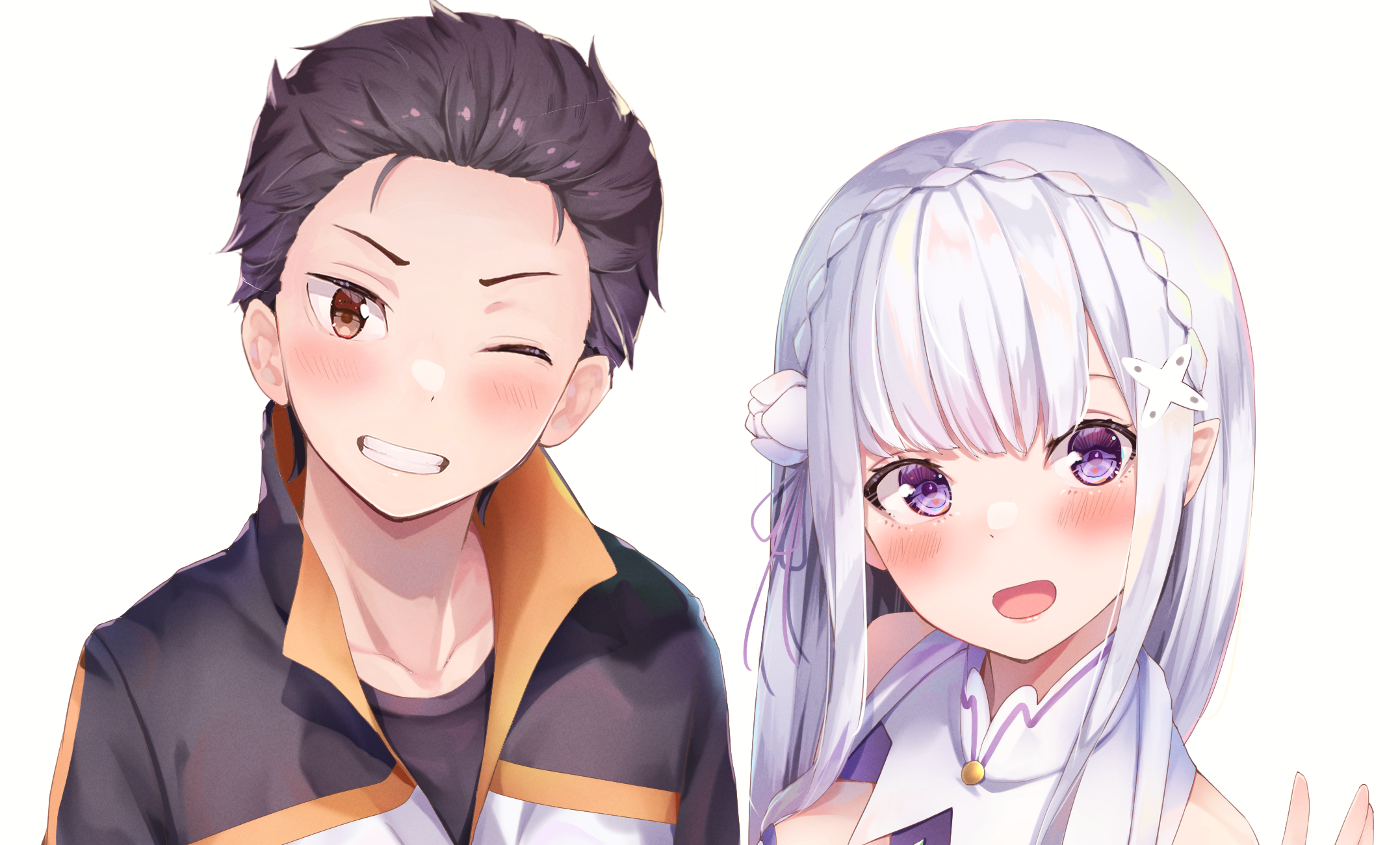 Emilia and Subaru from Re:ZERO -Starting Life In Another World- HD Wallpaper
