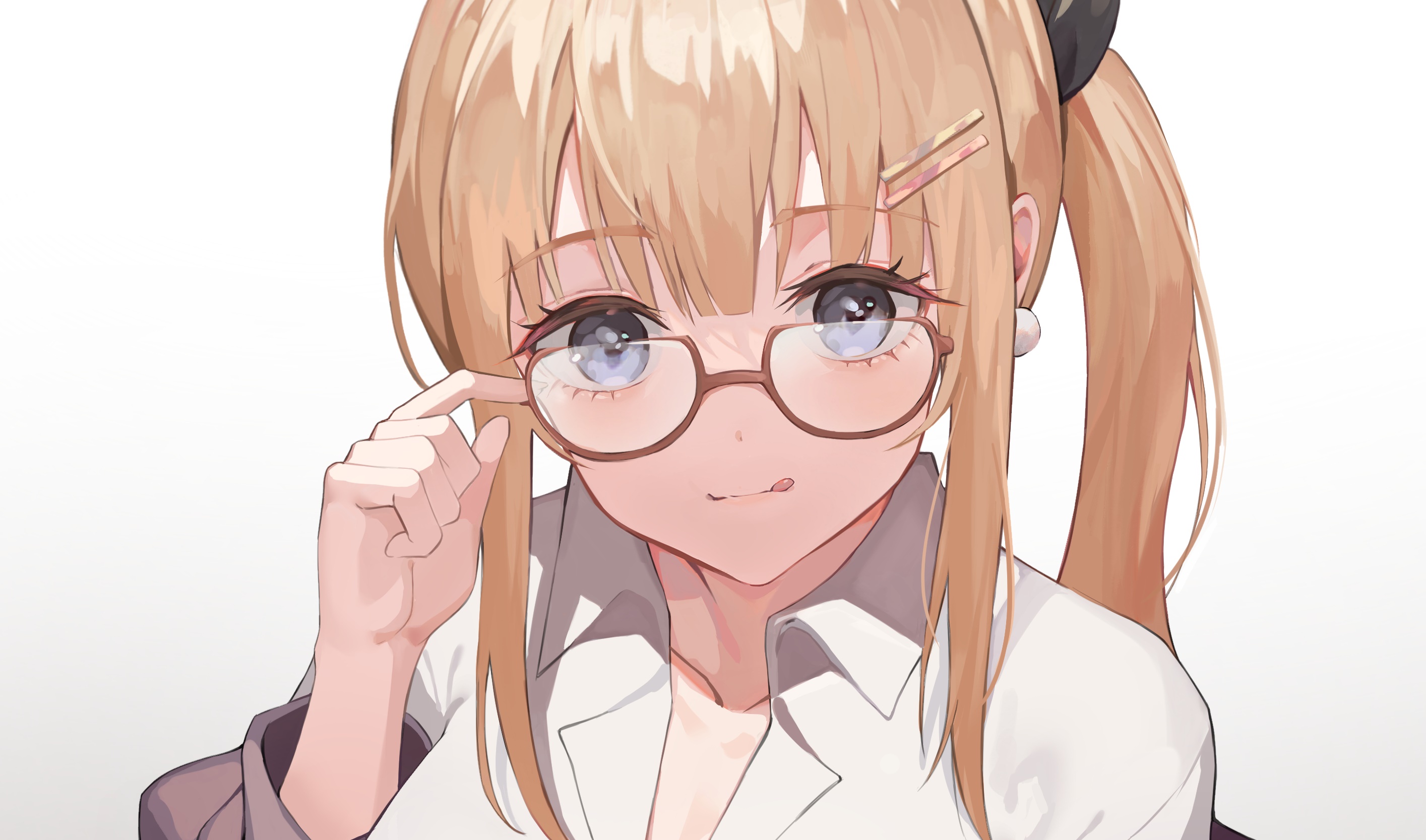 Girl with glasses and pigtails HD Wallpaper