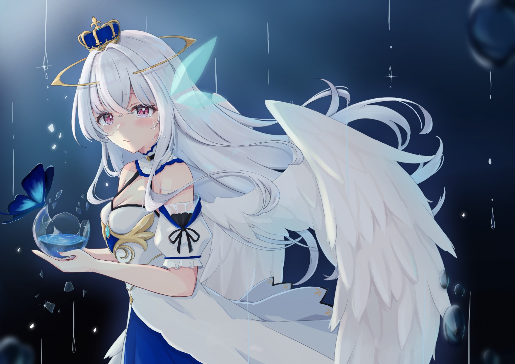 Angel girl with butterfly and water HD Wallpaper