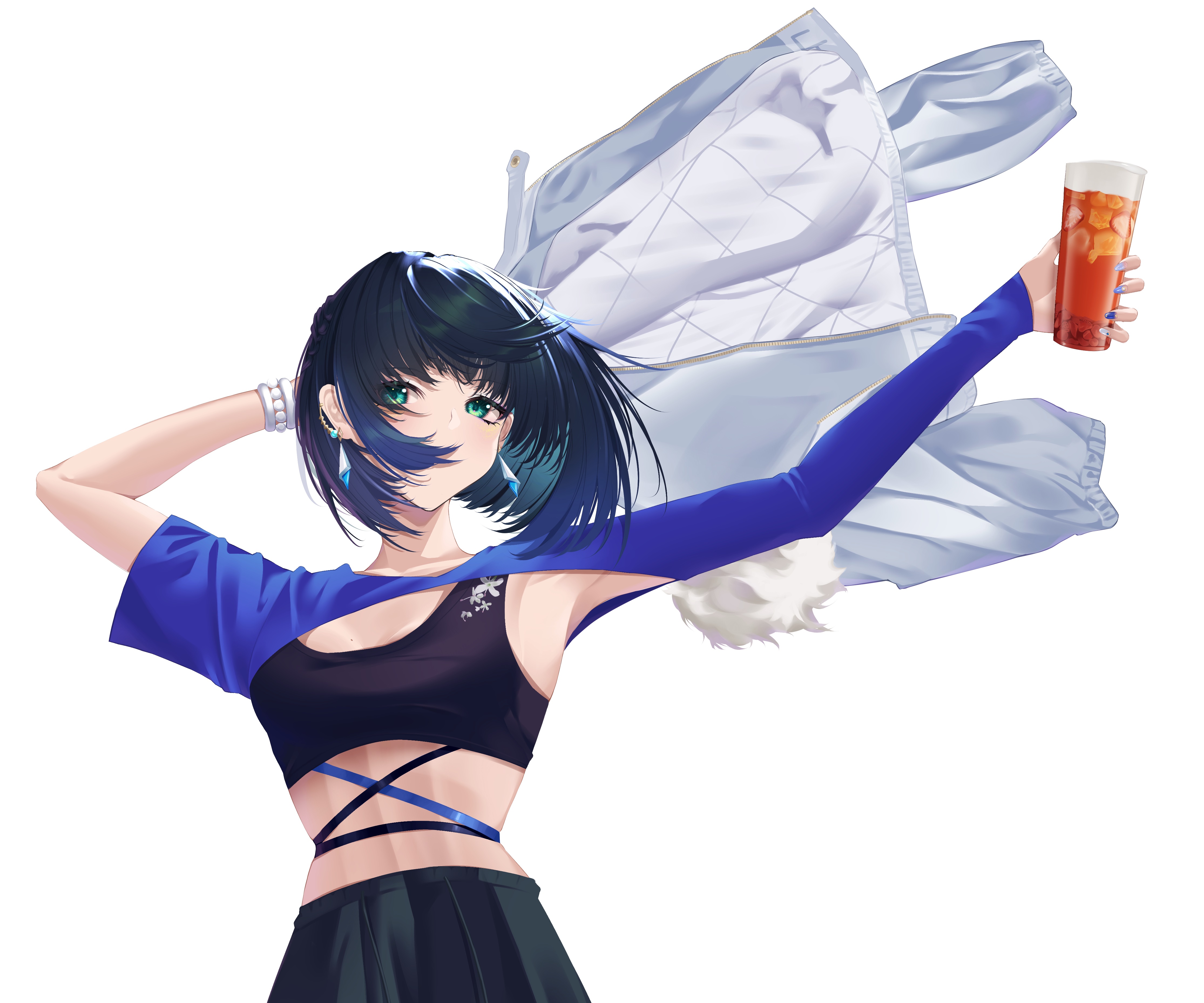 Yelan from Genshin Impact with a drink HD Wallpaper