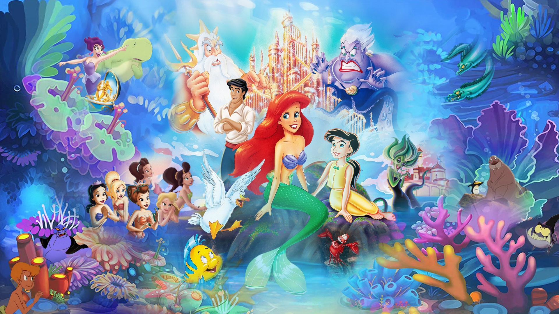 The Little Mermaid (1989) Characters HD Wallpaper