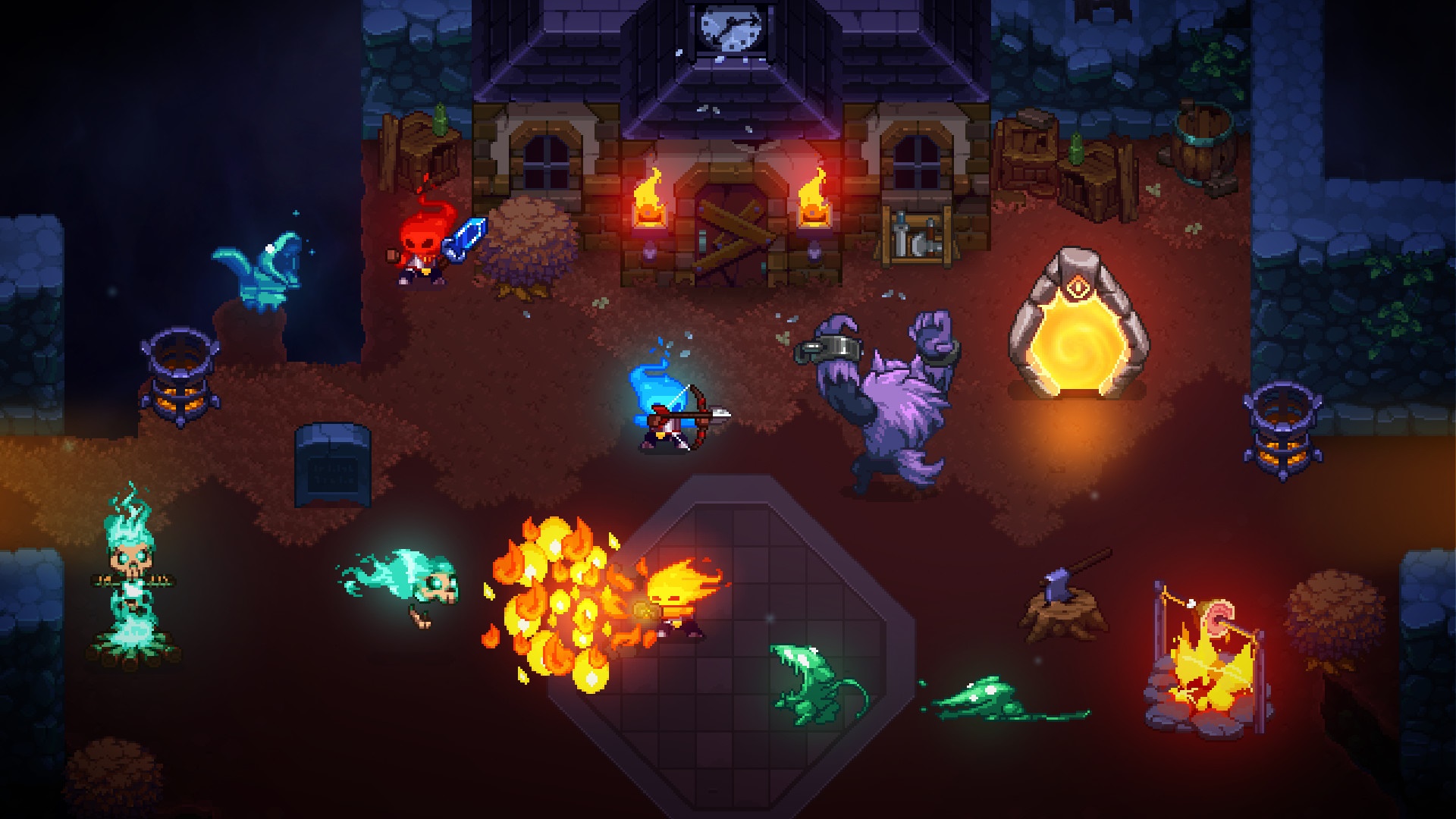 Ember Knights characters fighting monsters HD Wallpaper