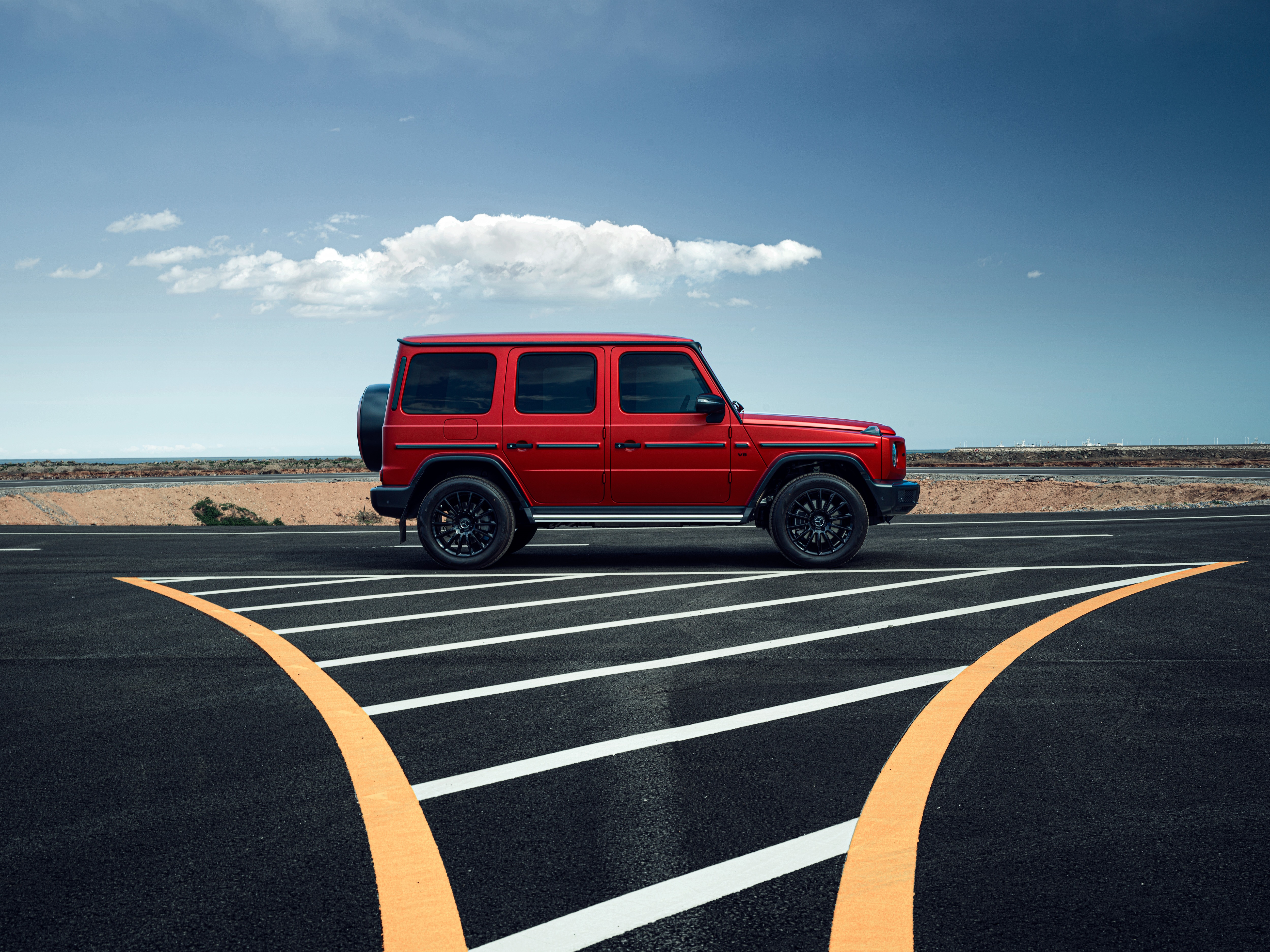 Red Mercedes-Benz G 500 on a Road HD Wallpaper