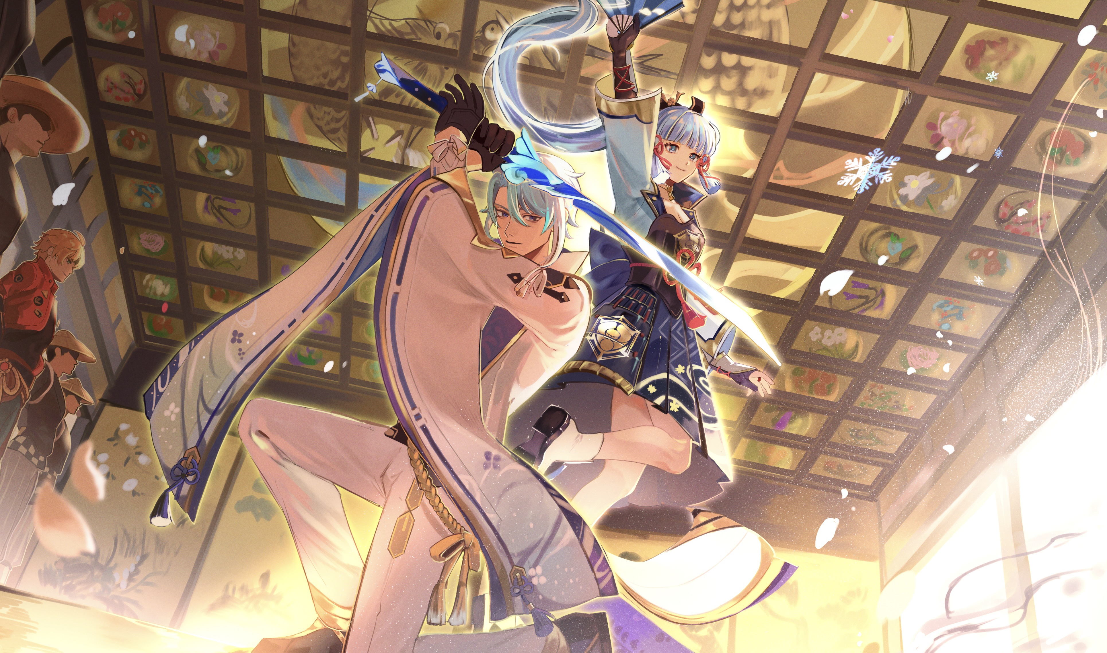 Kamisato Ayaka and Ayato from Genshin Impact 4K Art HD Wallpaper