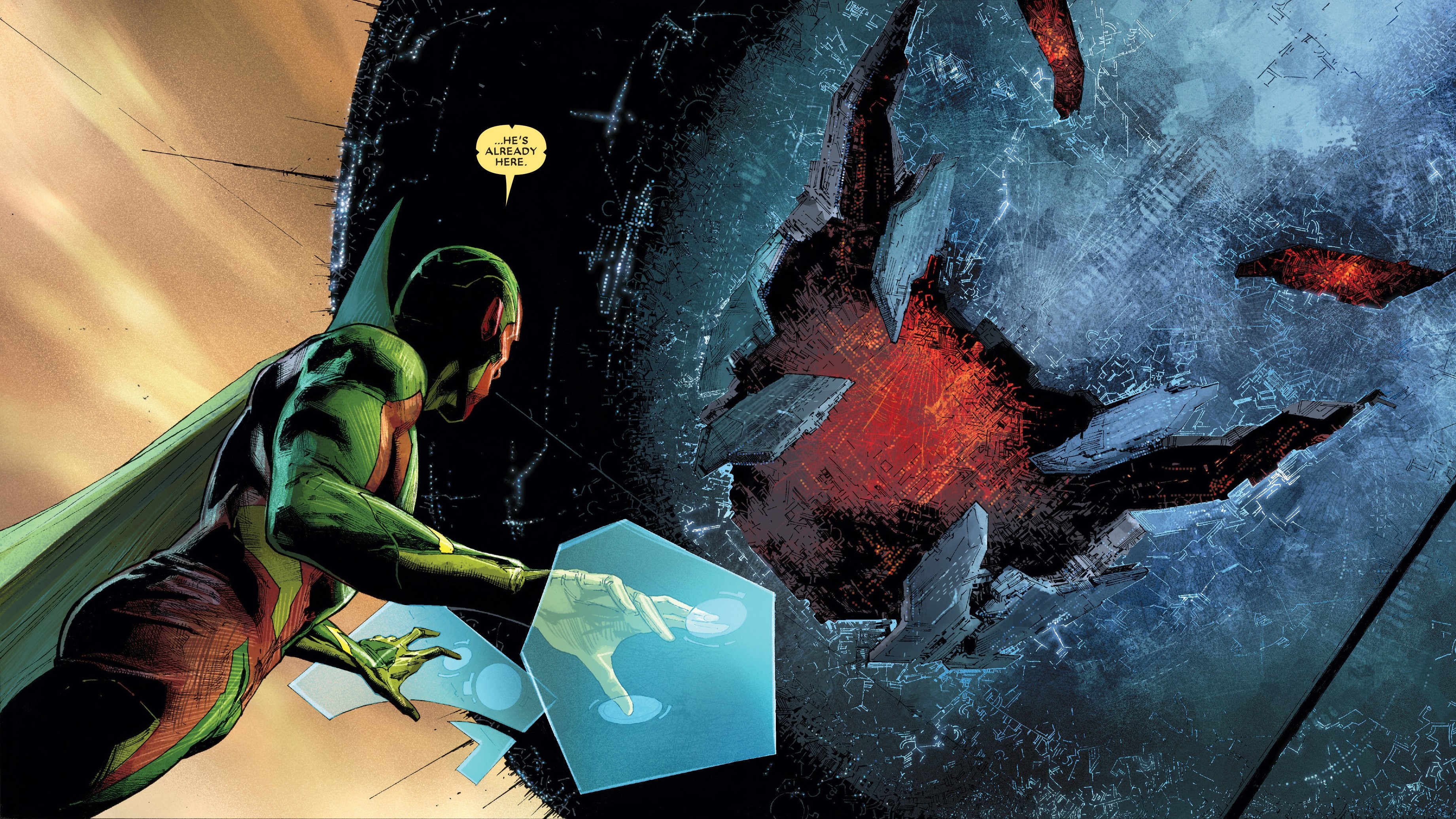Vision from Marvel Comics confronting Ultron HD Wallpaper