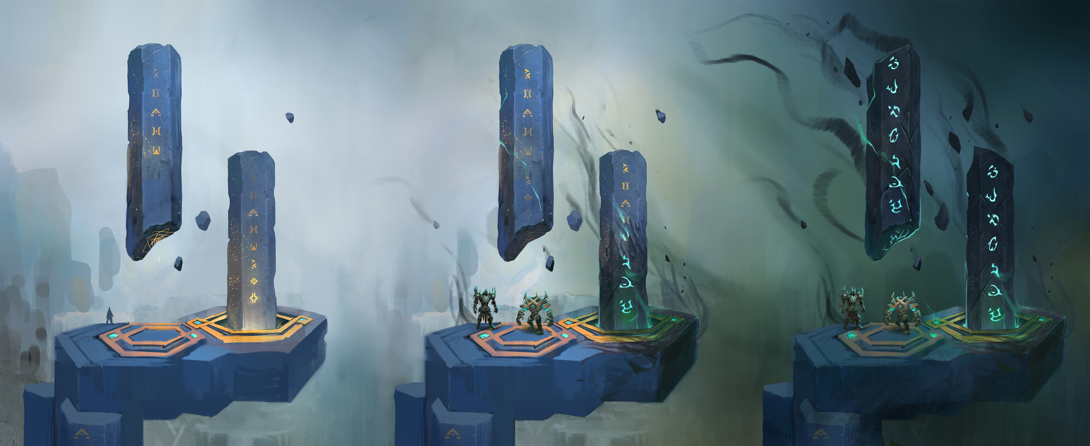 World of Warcraft floating stones with runes HD Wallpaper